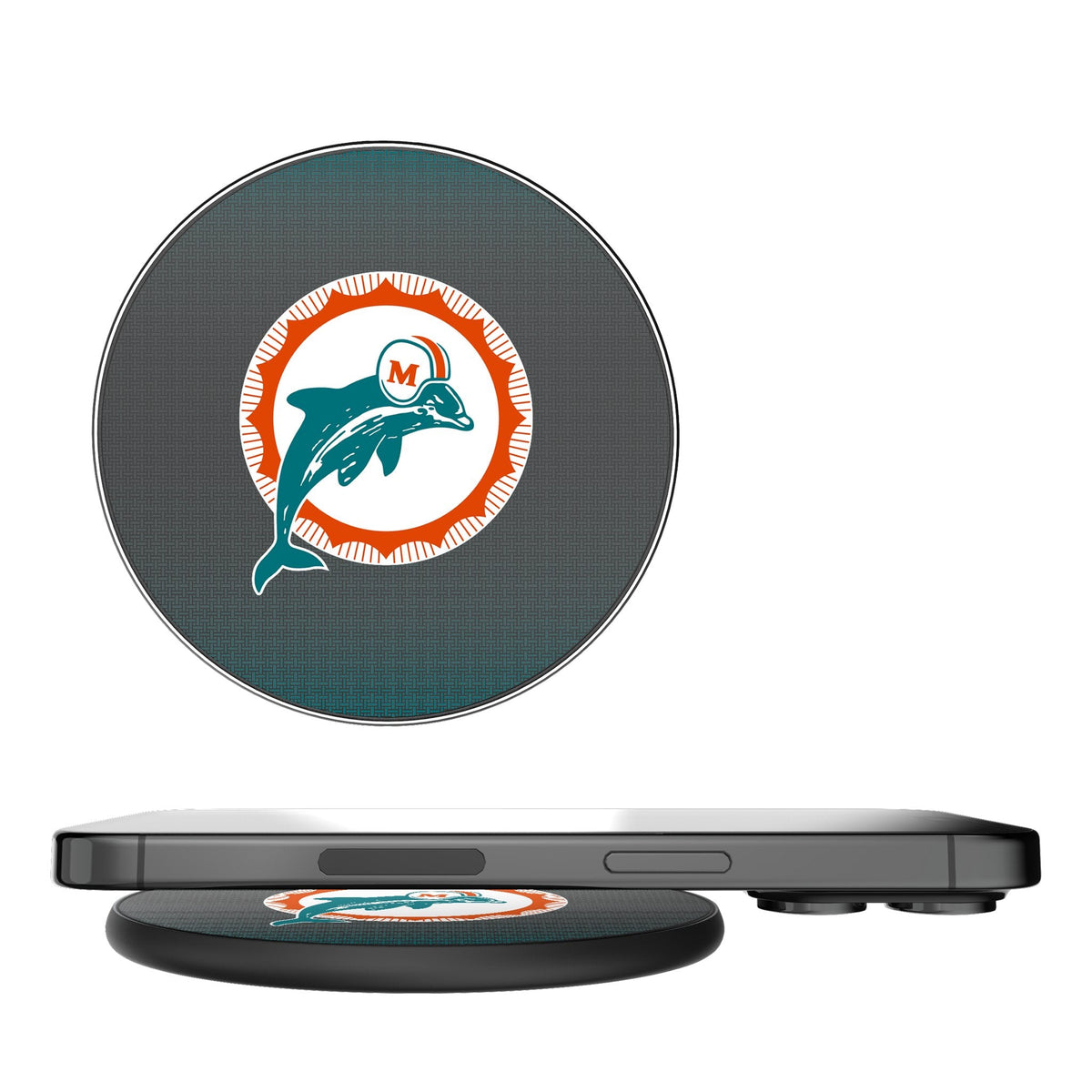 Miami Dolphins 1966-1973 Historic Collection Linen 15-Watt Wireless Charger 1