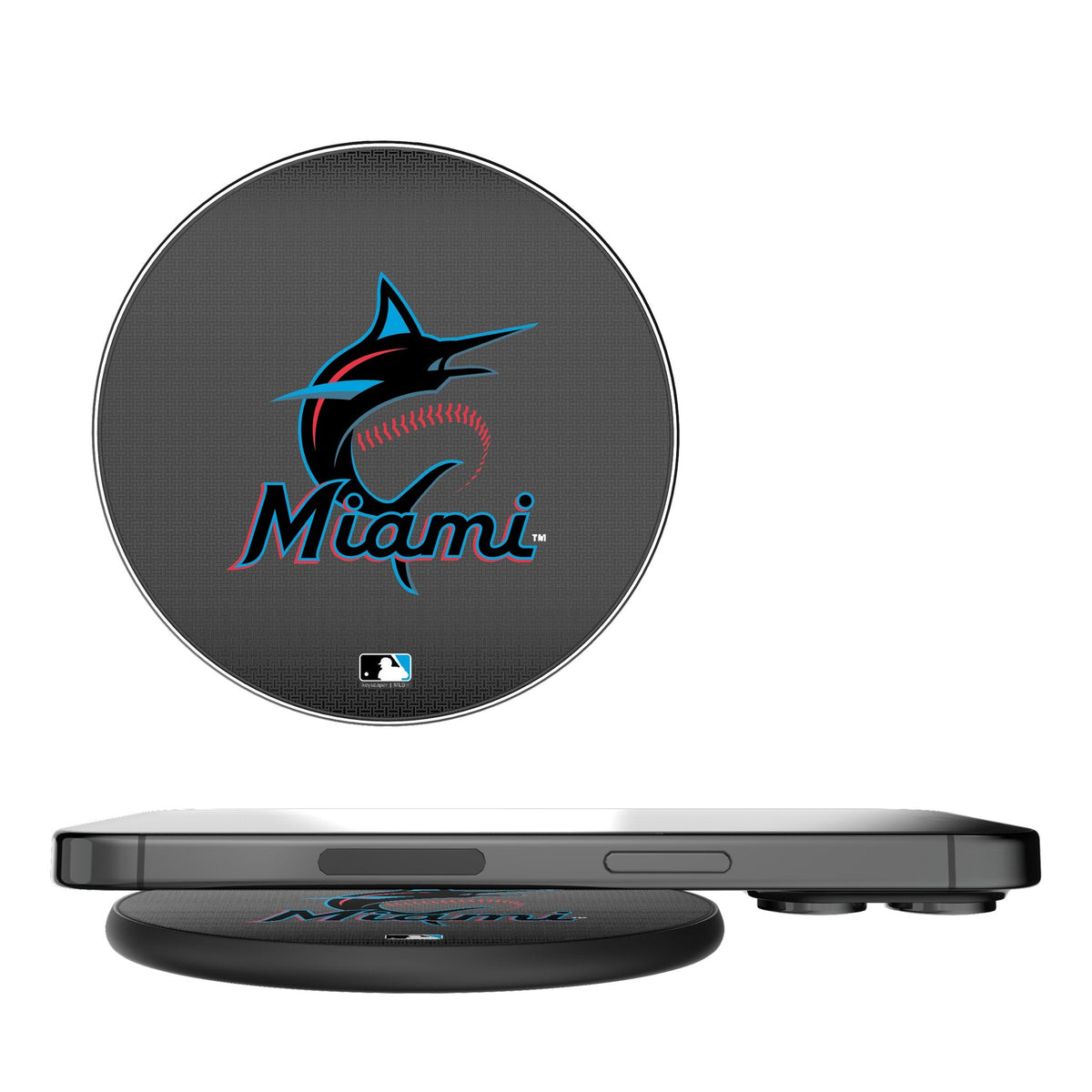Miami Marlins Linen 15-Watt Wireless Charger 1