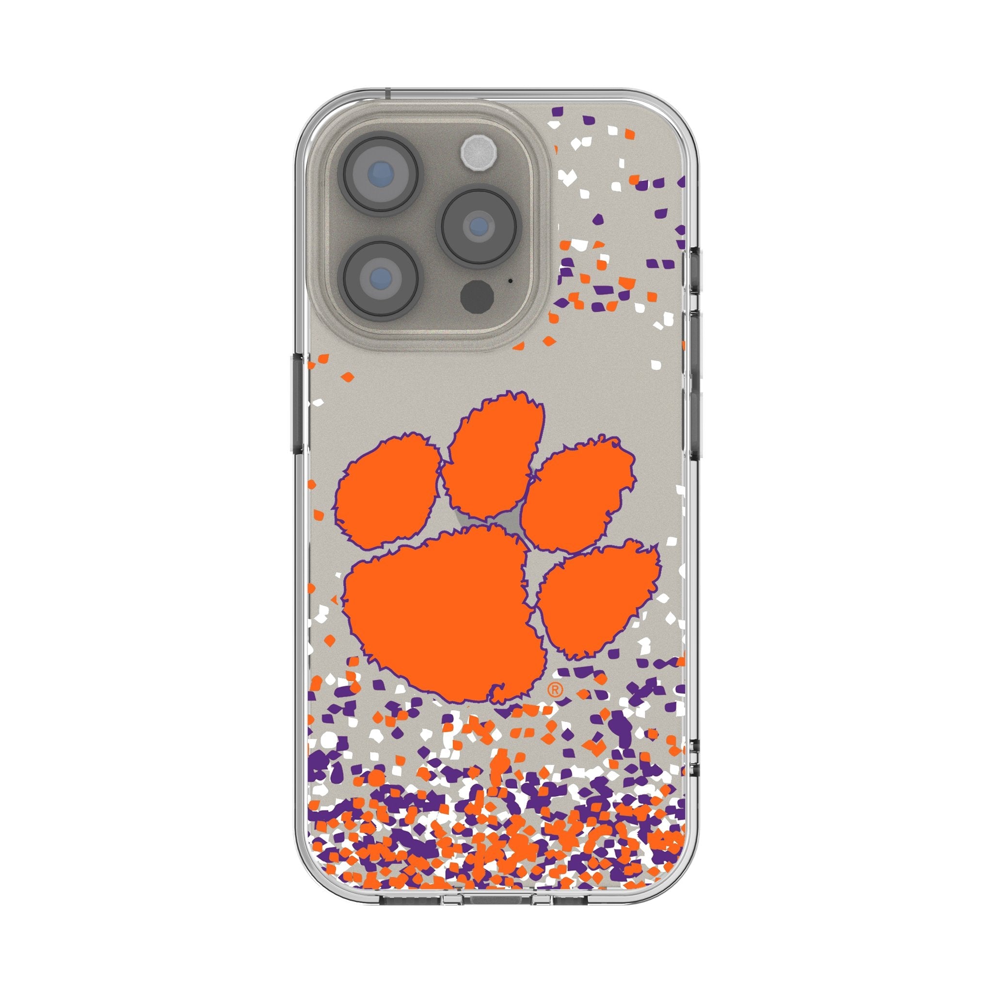 Clemson University Tigers Confetti Clear Phone Case for Apple iPhone 1