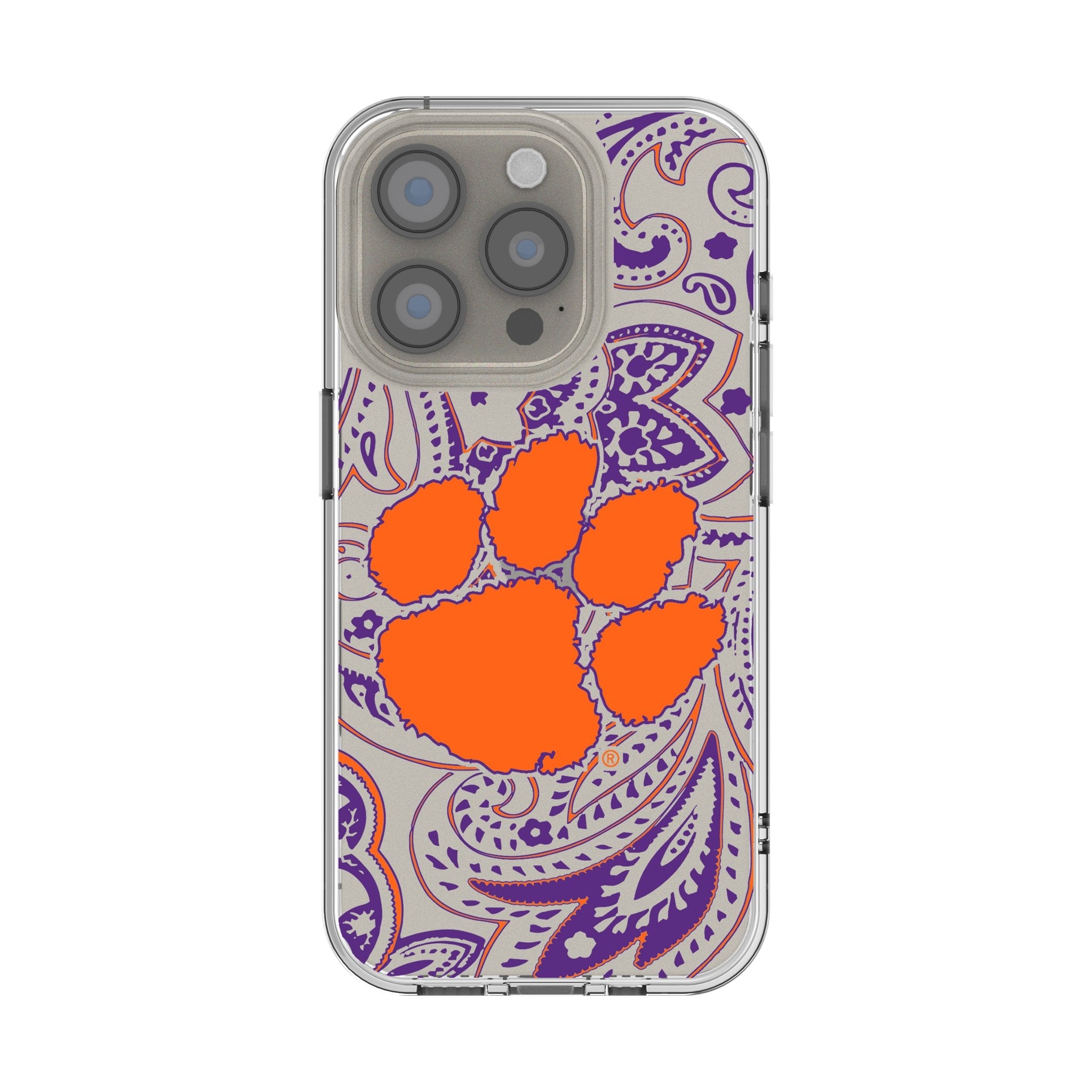 Clemson University Tigers Paisley Clear Phone Case for Apple iPhone 1
