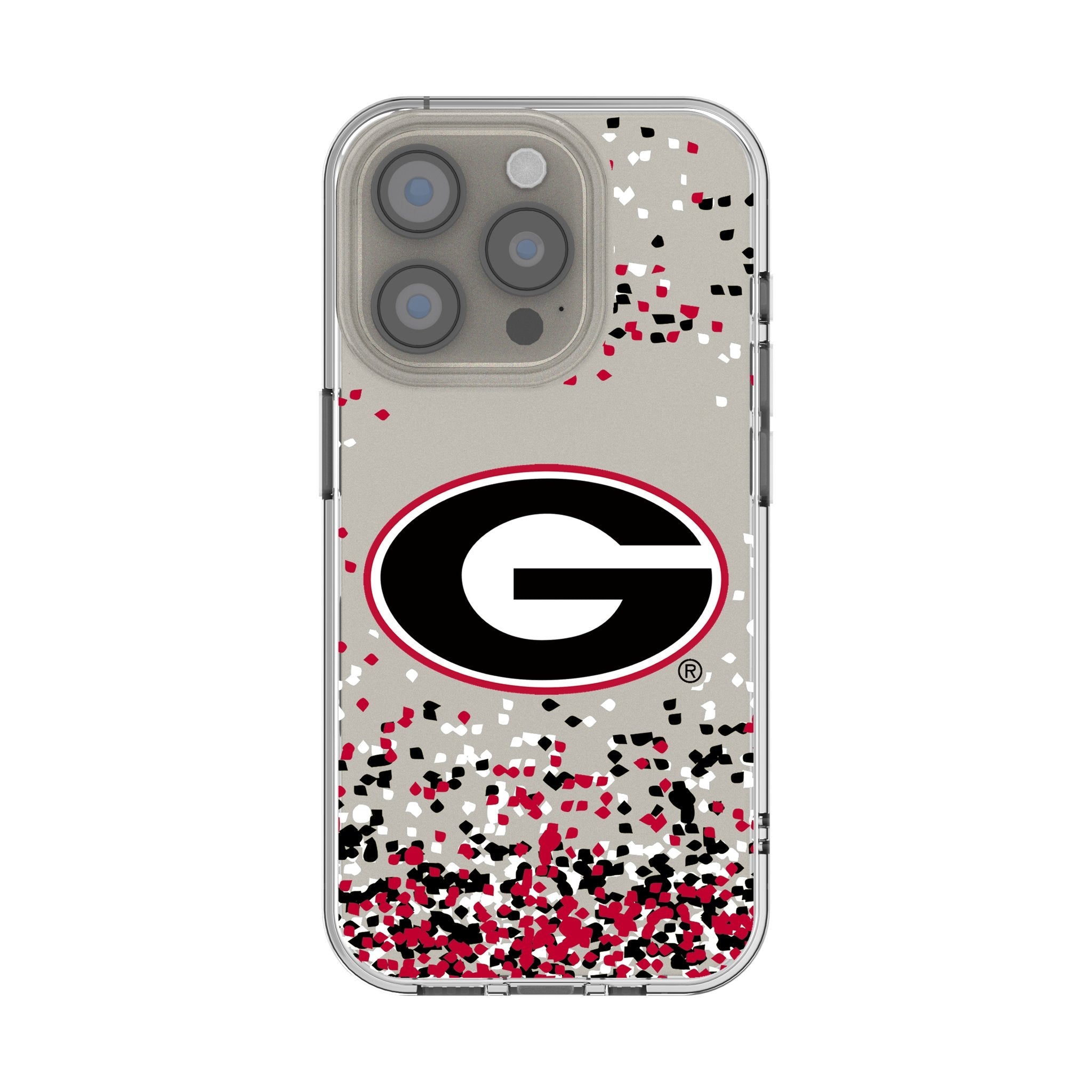 University of Georgia Bulldogs Confetti Clear Phone Case for Apple iPhone