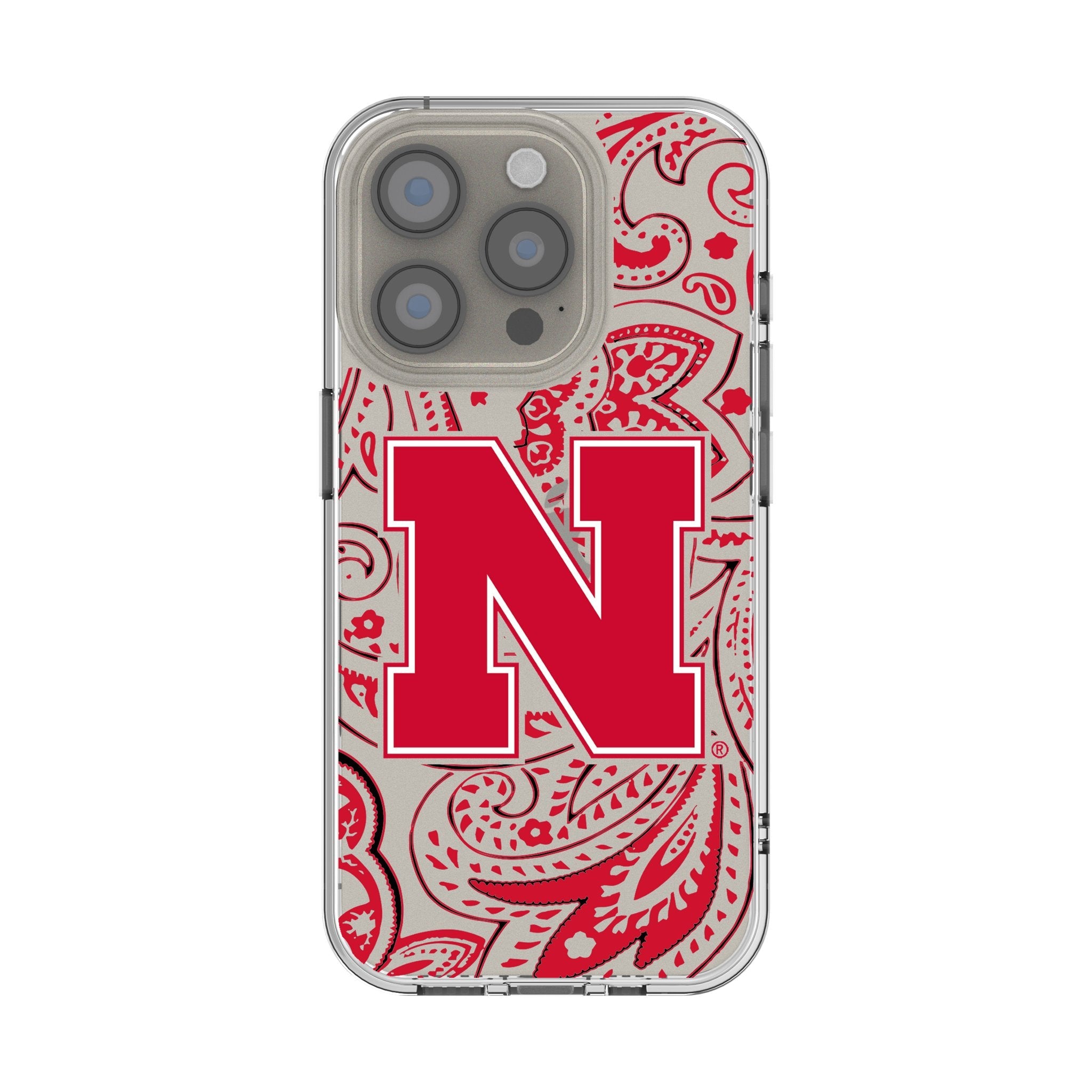 University of Nebraska Huskers Block N Paisley Clear Phone Case for Apple iPhone 1