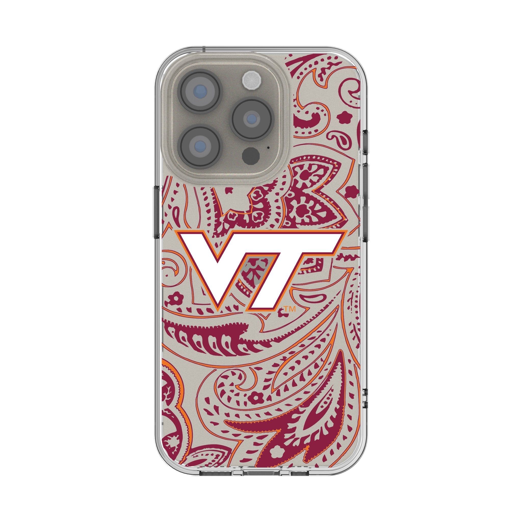 Virginia Tech Hokies Paisley Clear Phone Case for Apple iPhone 1