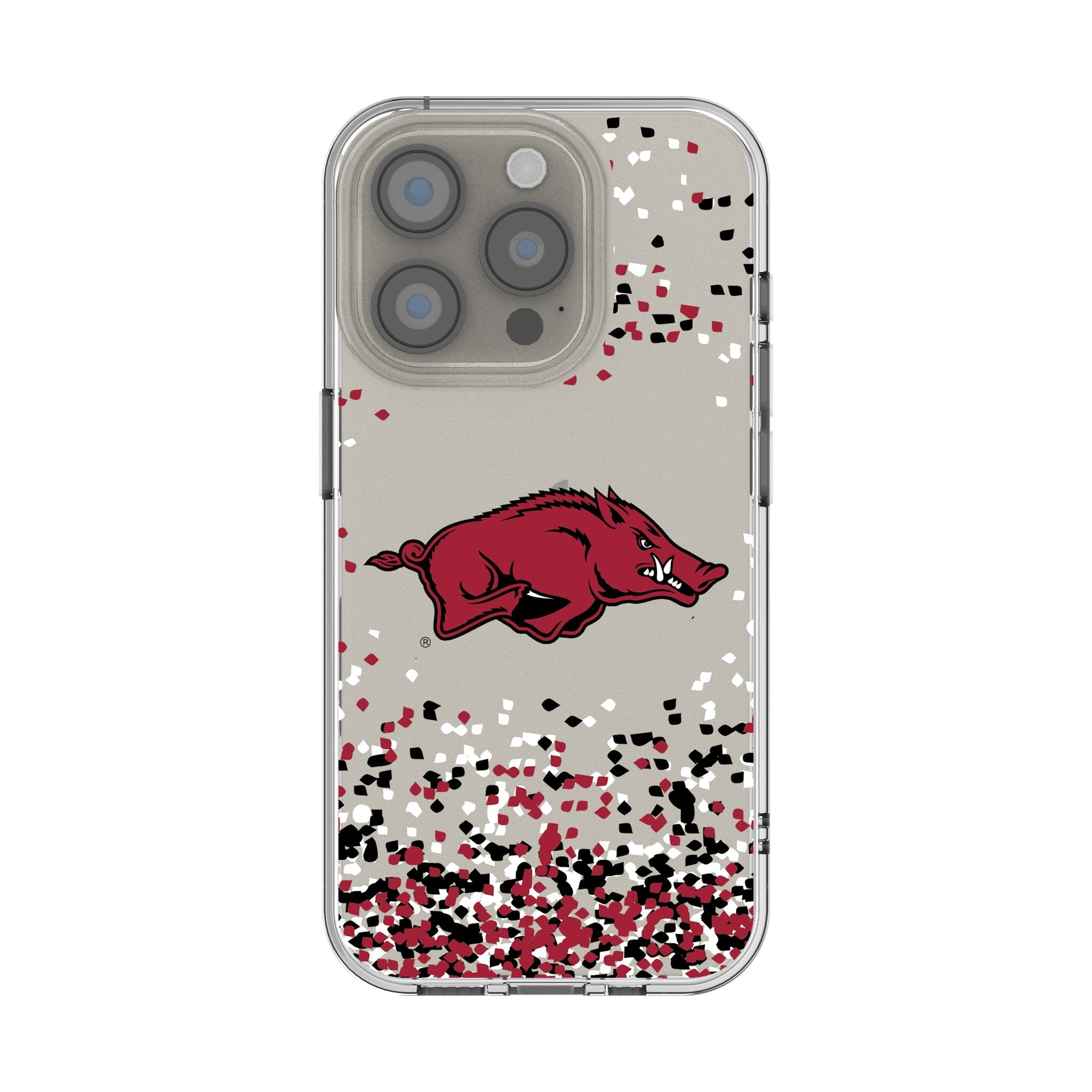 University of Arkansas Fayetteville Razorbacks Confetti Clear Phone Case for Apple iPhone 1
