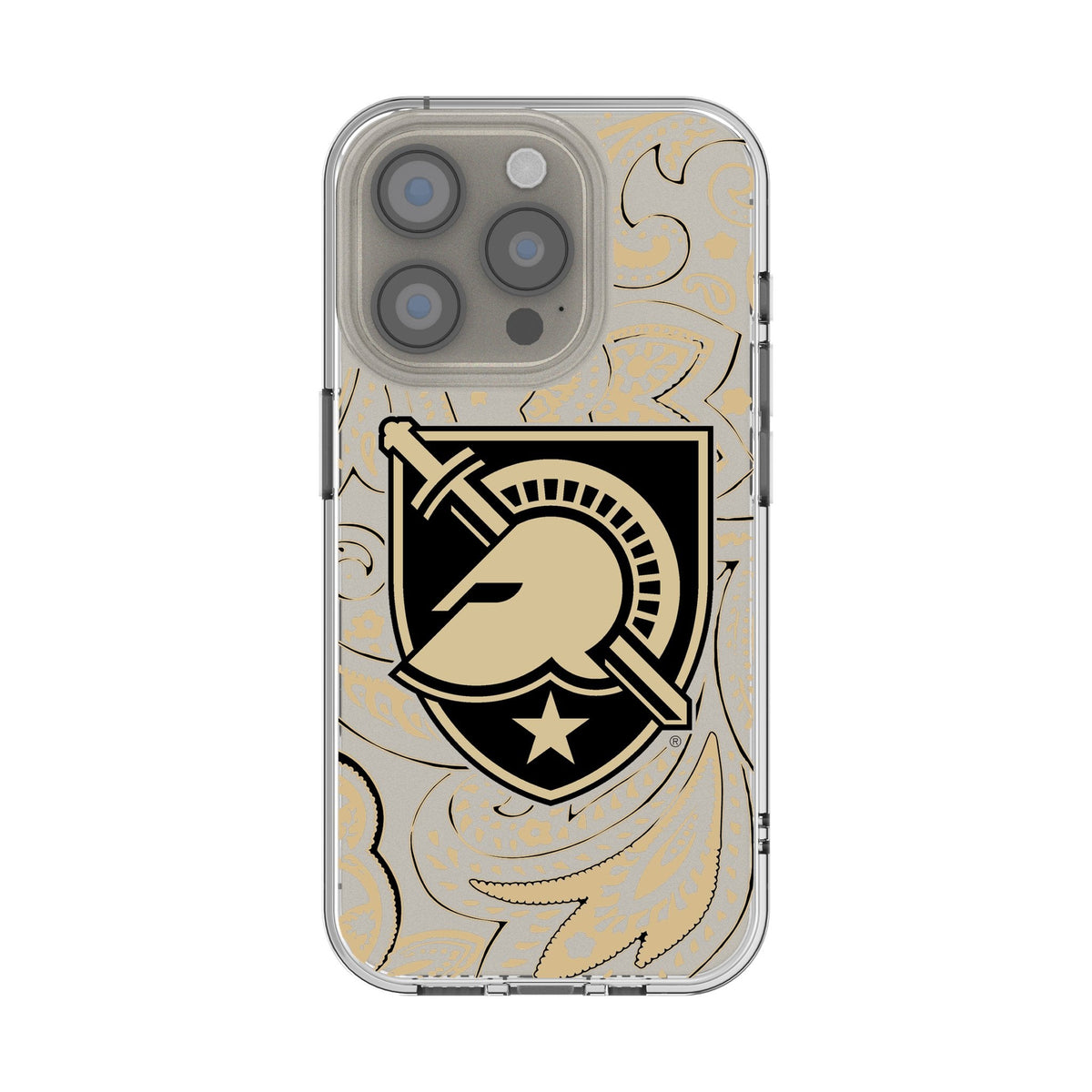 United States Military Academy Black Knights Paisley Clear Phone Case for Apple iPhone 1