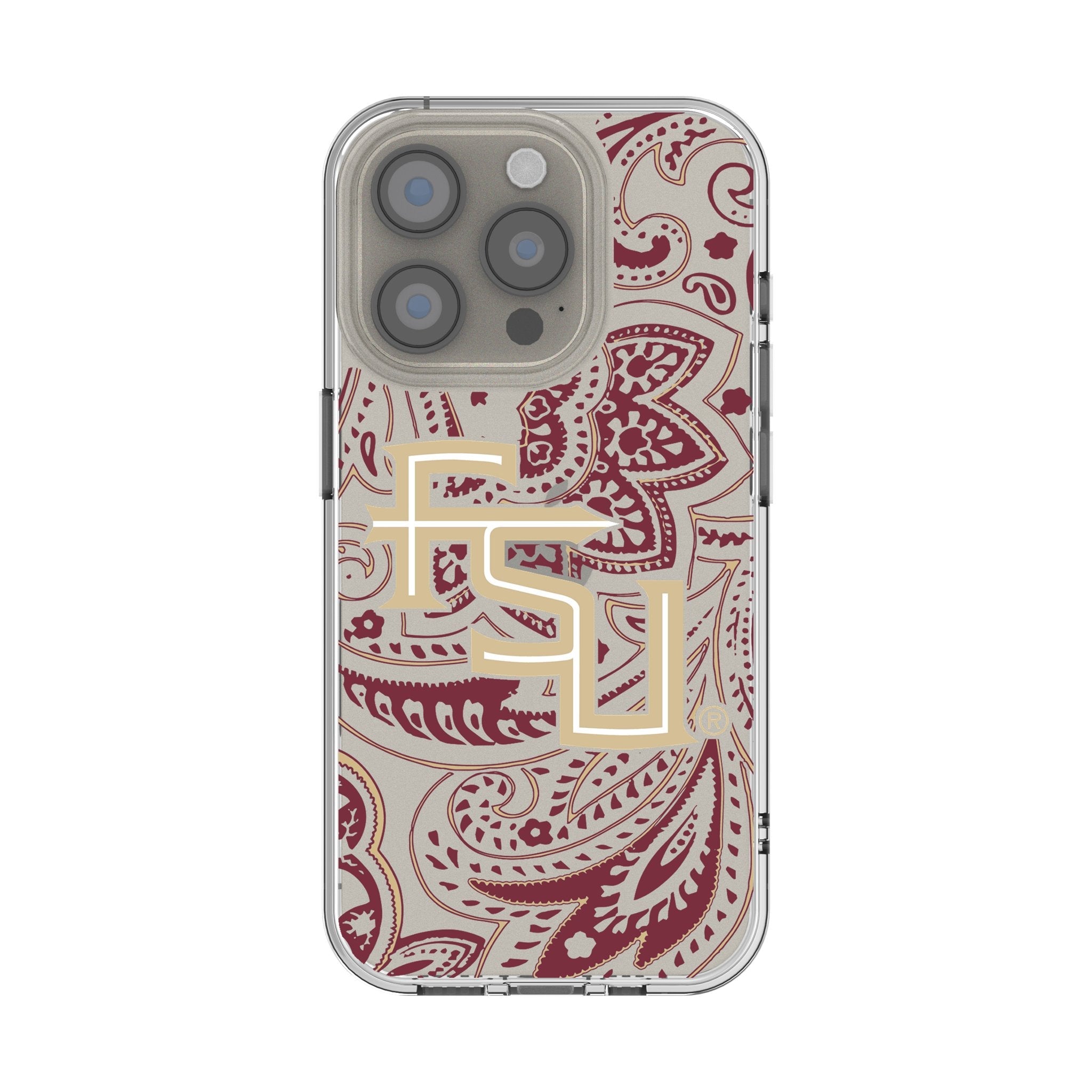 Florida State University Seminoles Athletic Wordmark Paisley Clear Phone Case for Apple iPhone 1