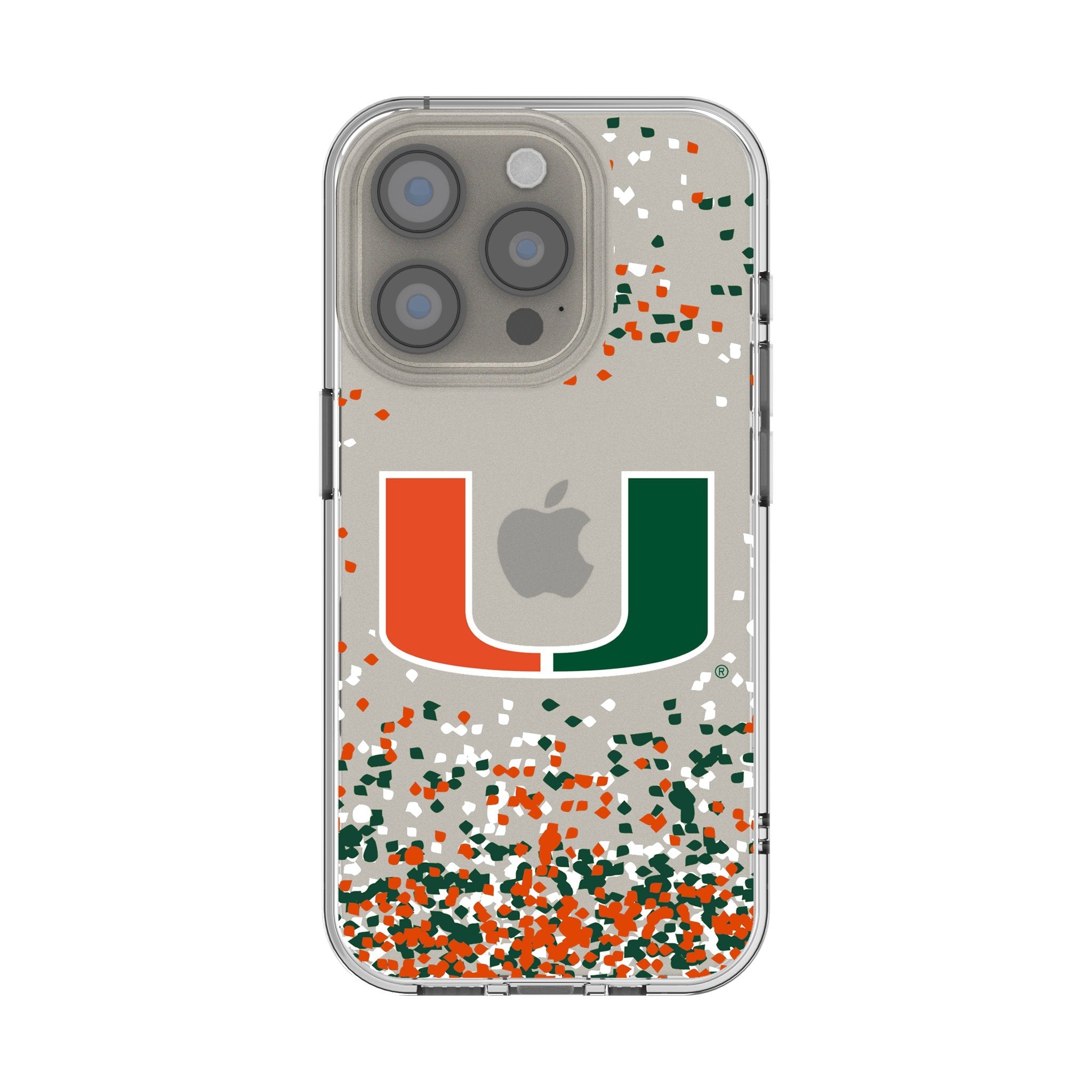 University of Miami Hurricanes Confetti Clear Phone Case for Apple iPhone 1