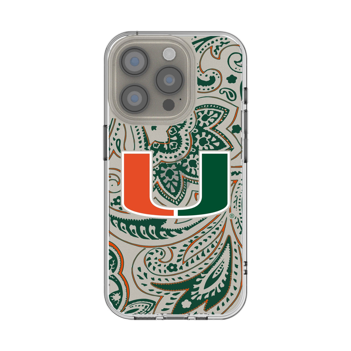 University of Miami Hurricanes Paisley Clear Phone Case for Apple iPhone 1