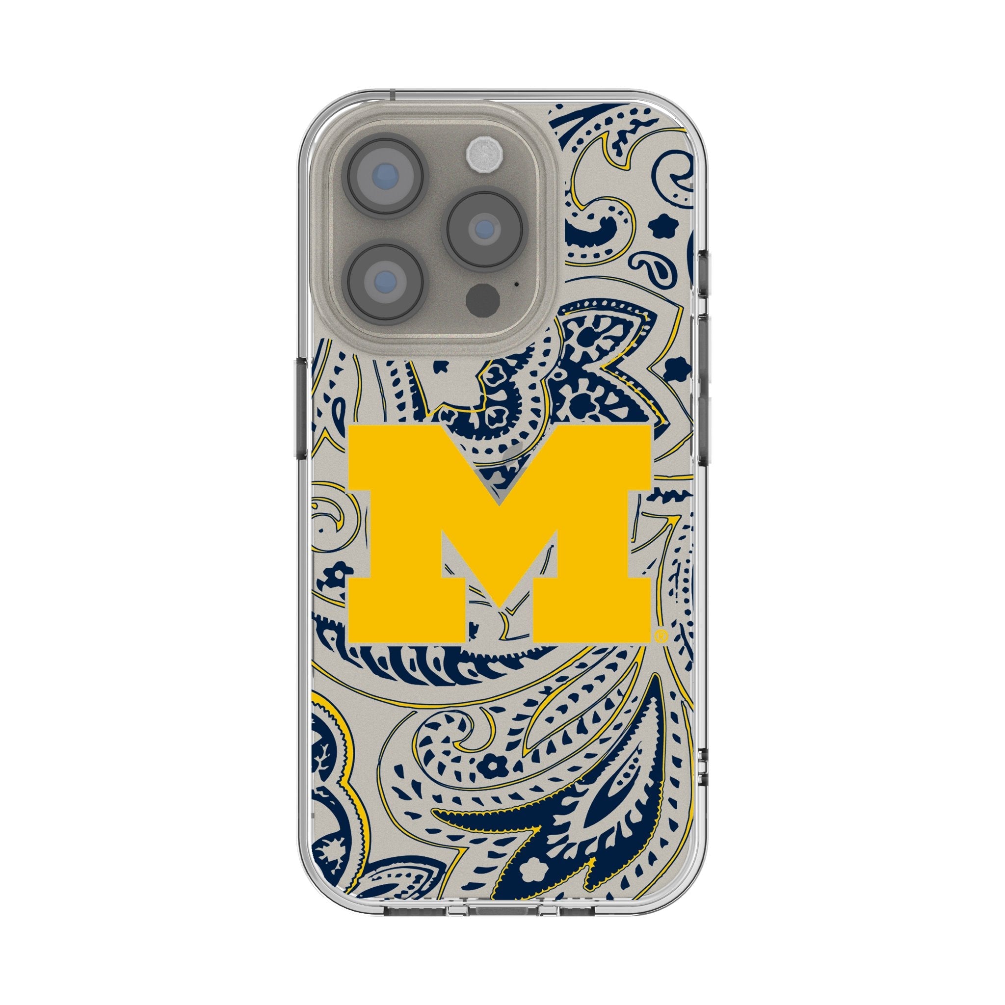 University of Michigan Wolverines Paisley Clear Phone Case for Apple iPhone