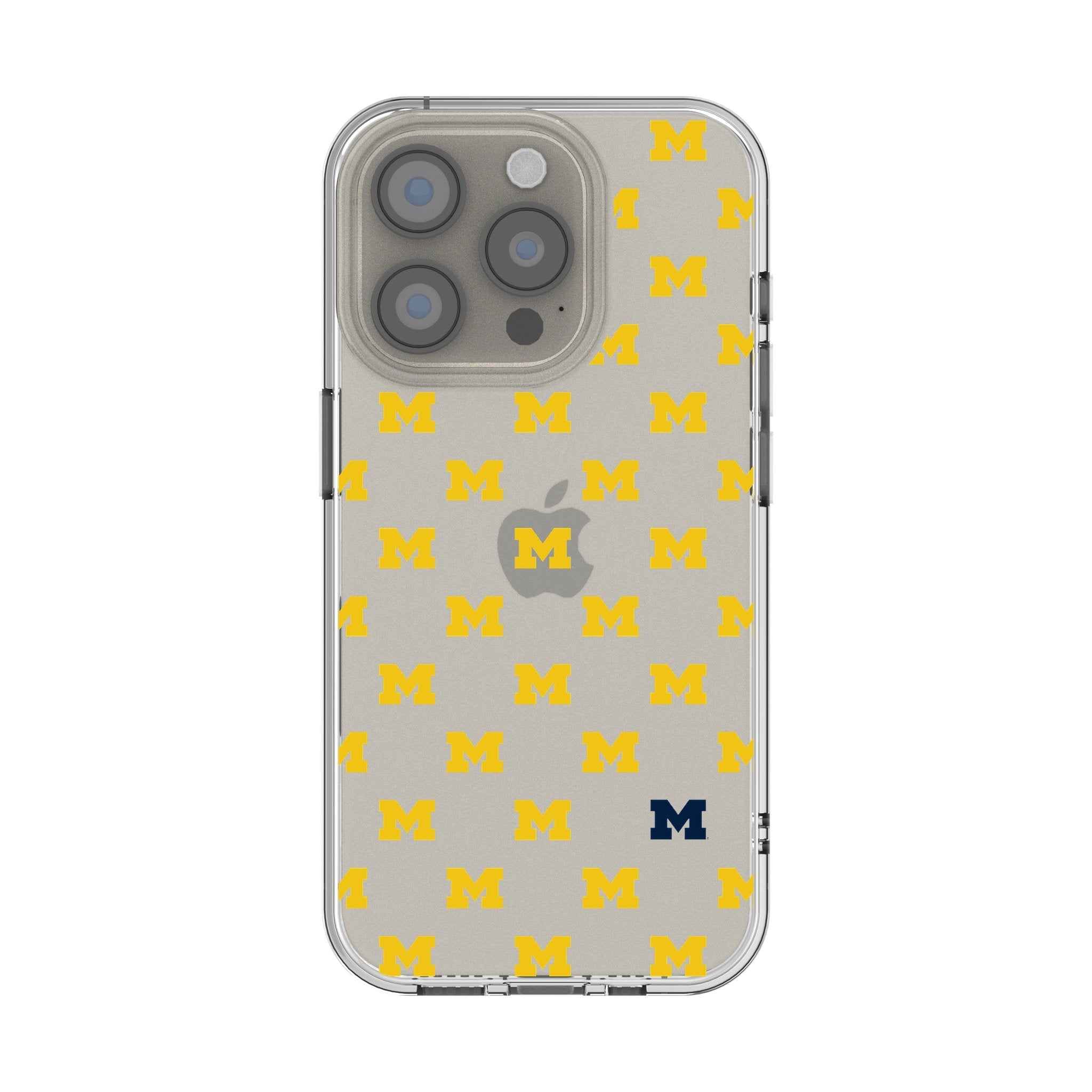 University of Michigan Wolverines Fashion Pattern Clear Phone Case for Apple iPhone