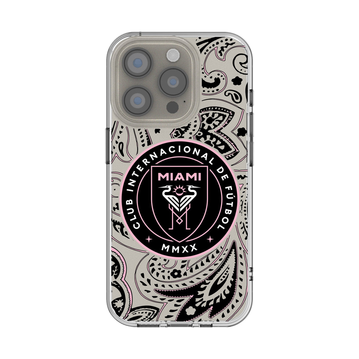 Inter Miami CF Paisley Clear Phone Case for Apple iPhone 1