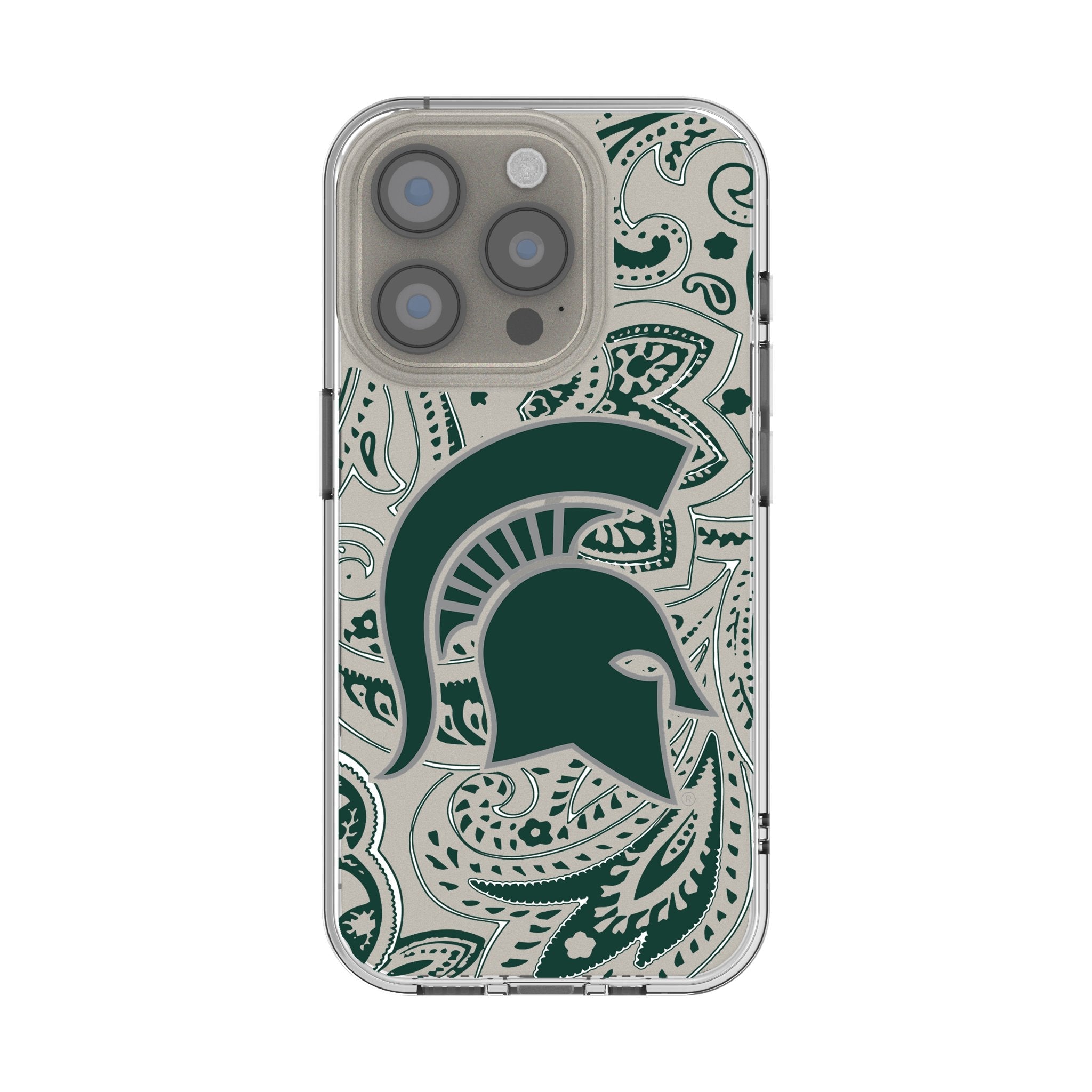 Michigan State University Spartans Paisley Clear Phone Case for Apple iPhone