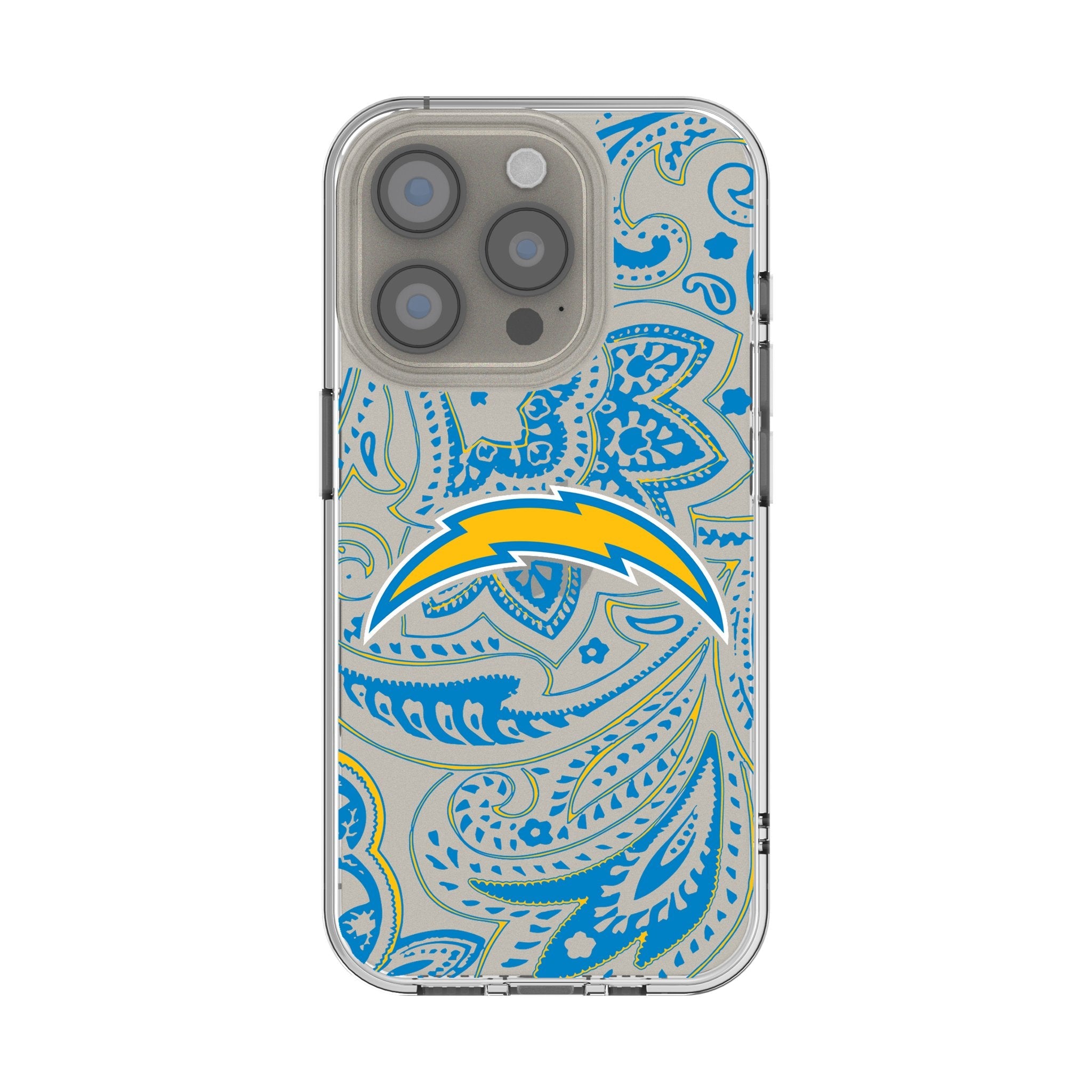 Los Angeles Chargers Paisley Clear Phone Case for Apple iPhone 1