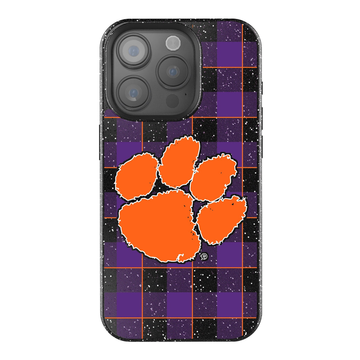 Clemson University Tigers Plaid Bling Phone Case 1