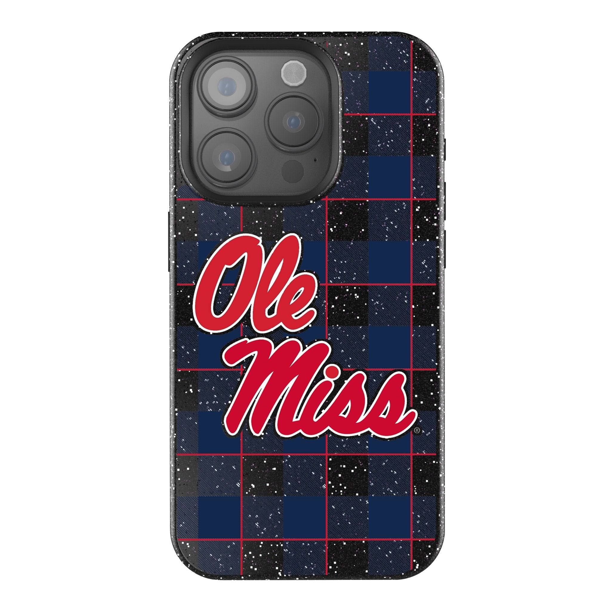 University of Mississippi Rebels Plaid Bling Phone Case 1