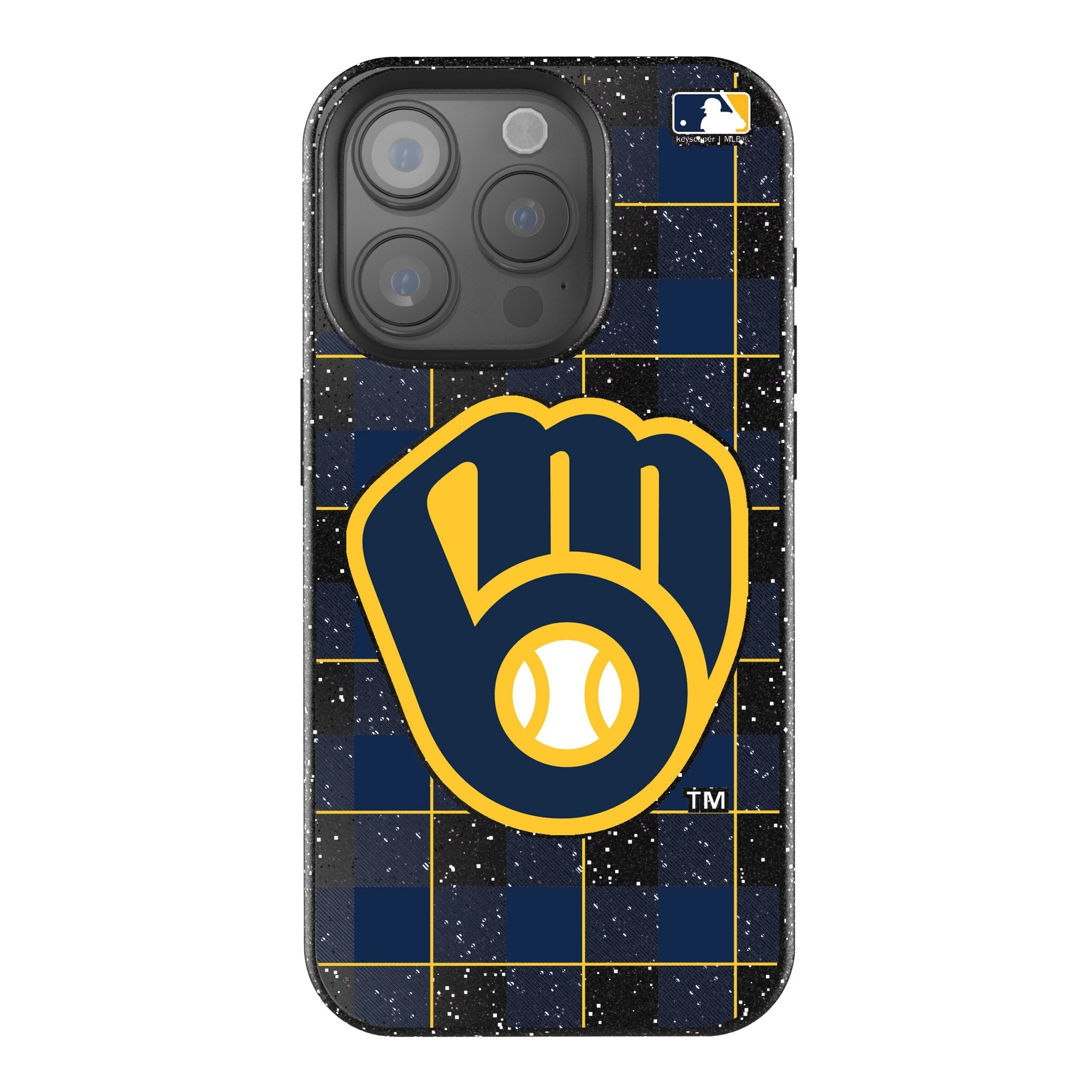 Milwaukee Brewers Plaid Bling Phone Case 1