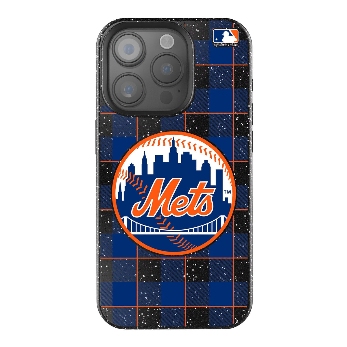 New York Mets Plaid Bling Phone Case for Apple iPhone 1