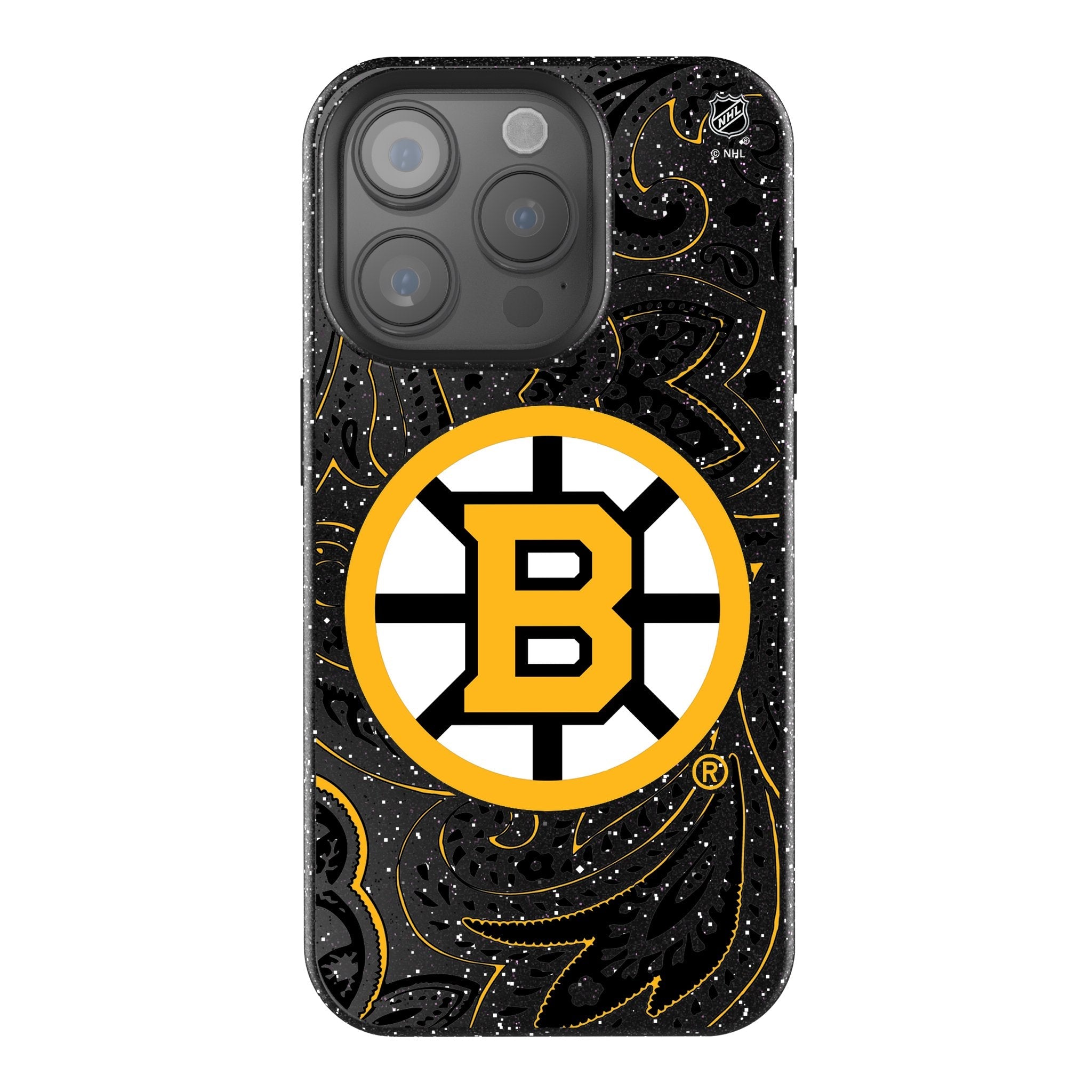 Boston Bruins Paisley Bling Phone Case for Apple iPhone