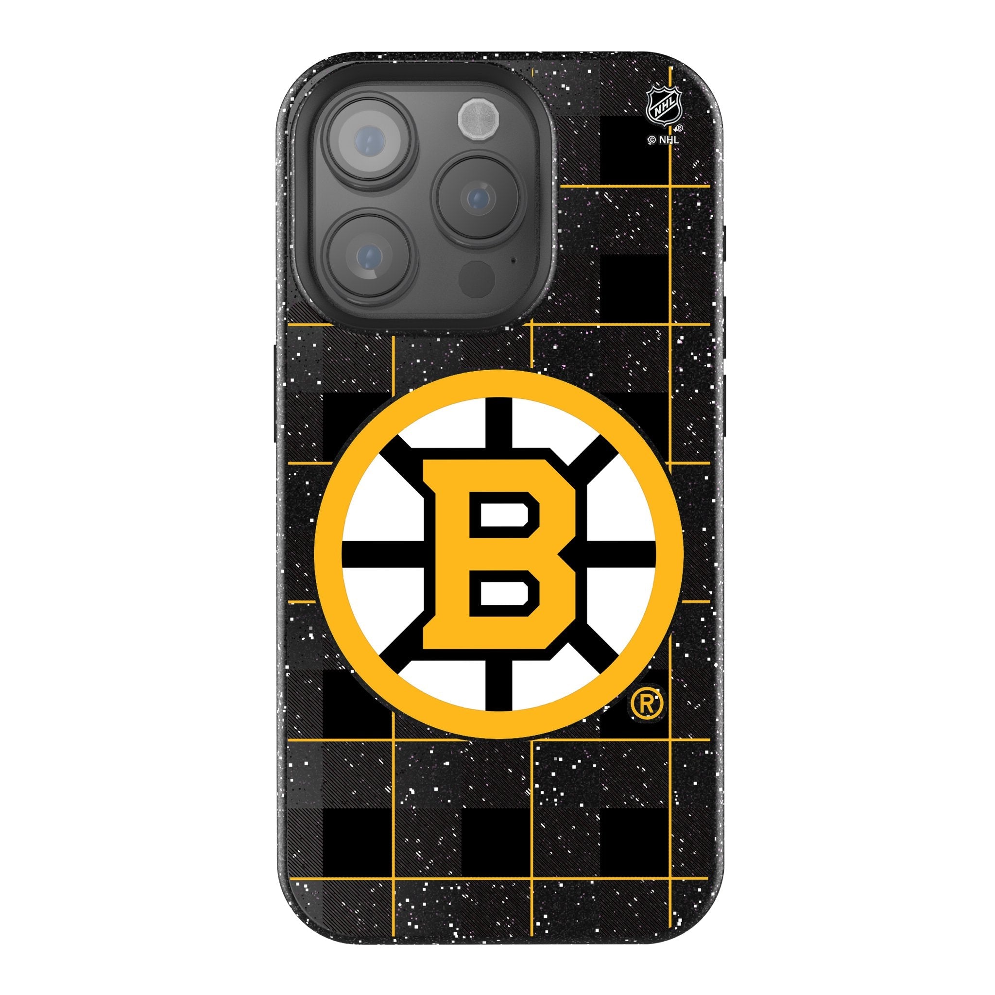 Boston Bruins Plaid Bling Phone Case for Apple iPhone