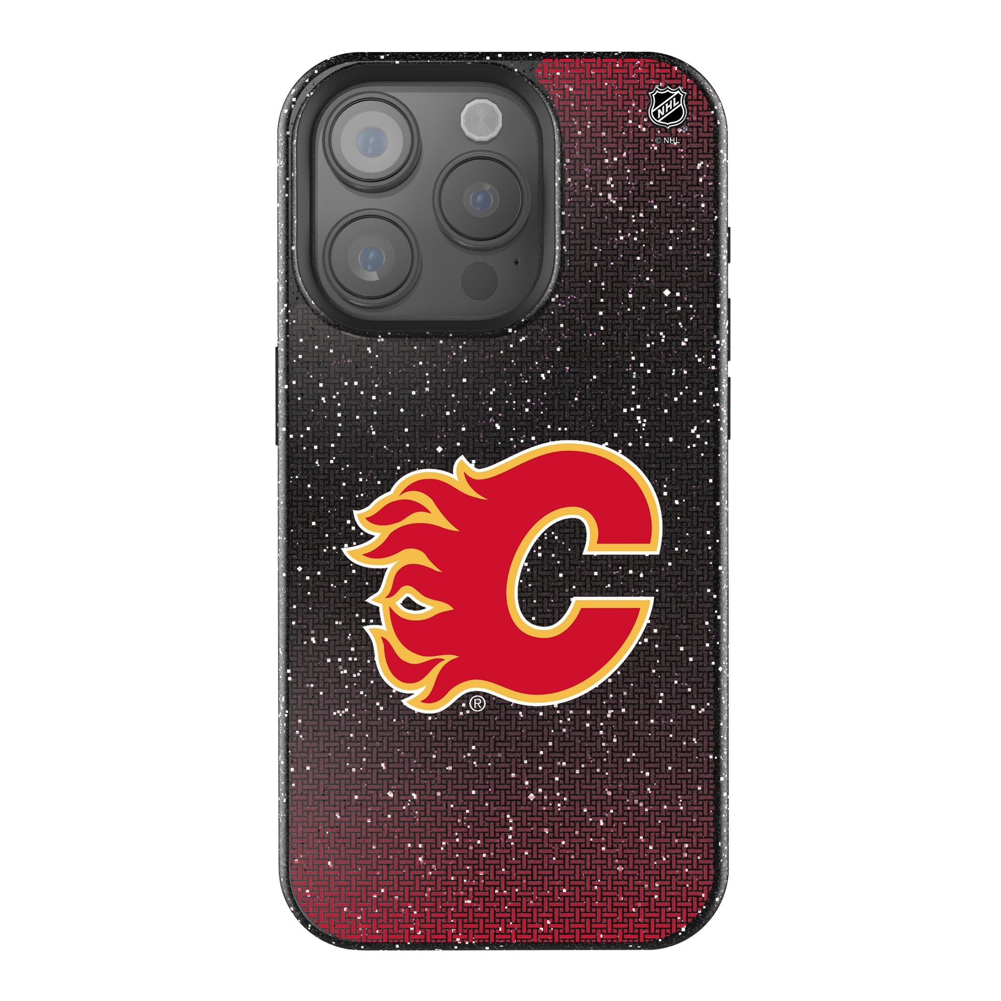 Calgary Flames Linen Bling Phone Case for Apple iPhone