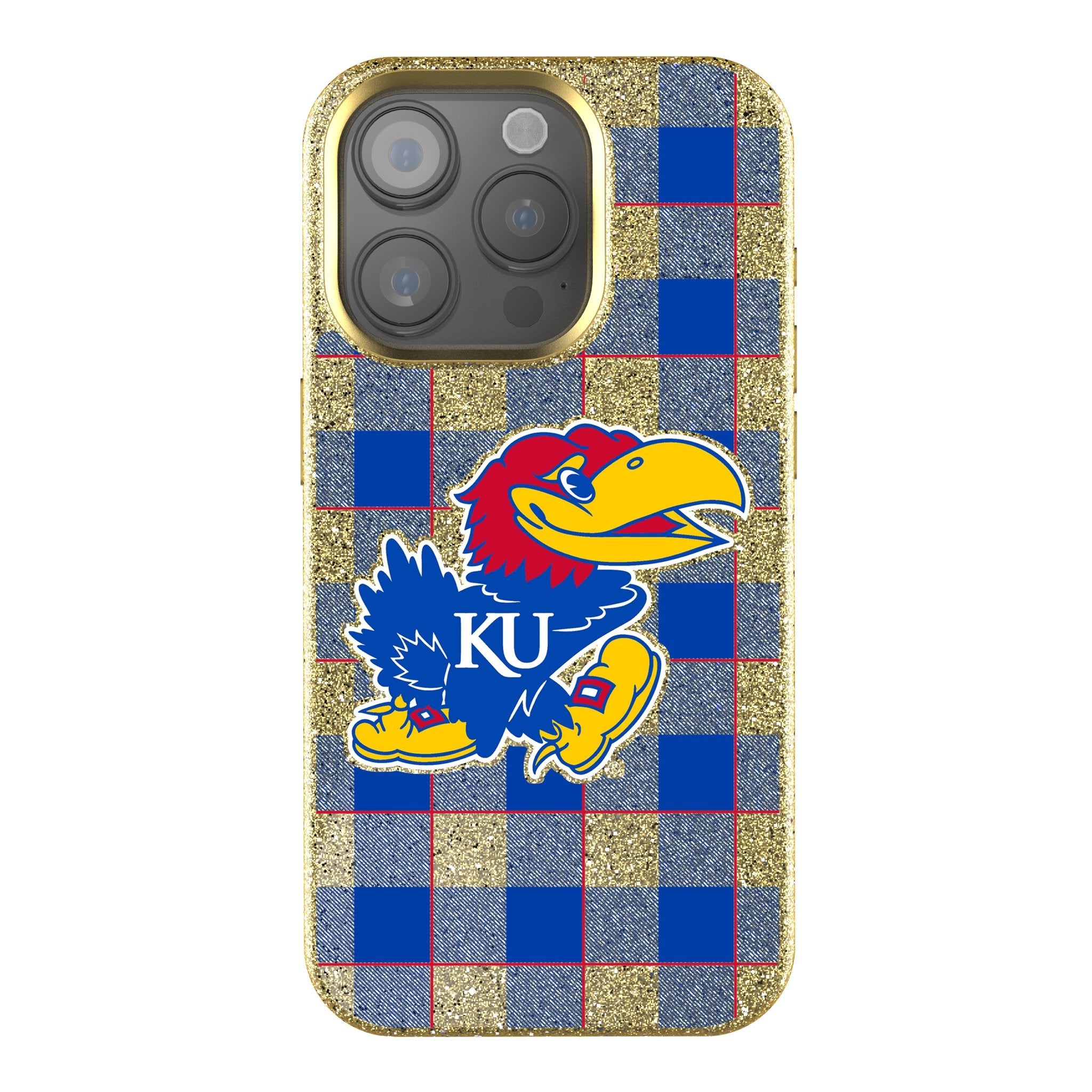 University of Kansas Jayhawks Plaid Bling Phone Case 1