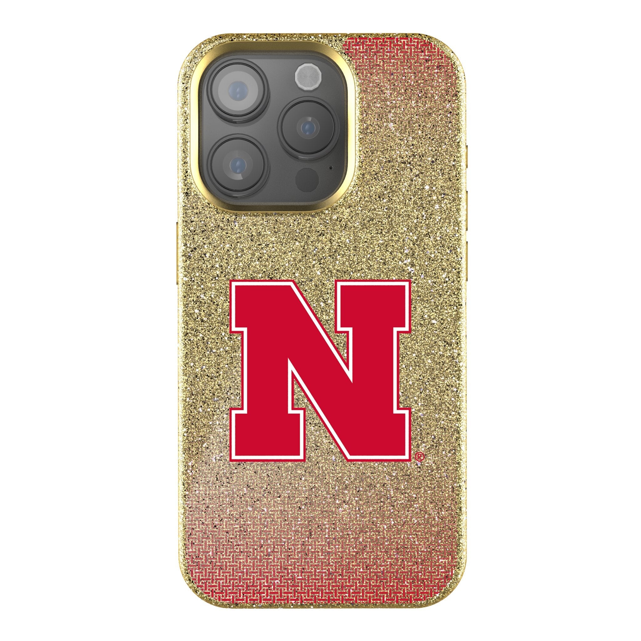 University of Nebraska Huskers Block N Linen Bling Phone Case for Apple iPhone 1