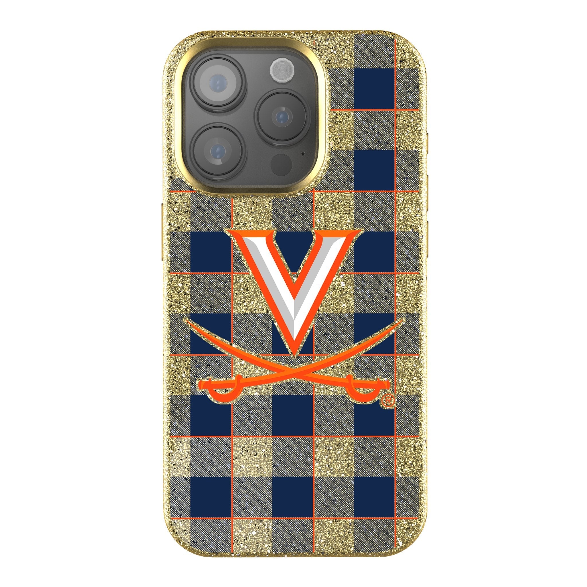 University of Virginia Cavaliers Plaid Bling Phone Case