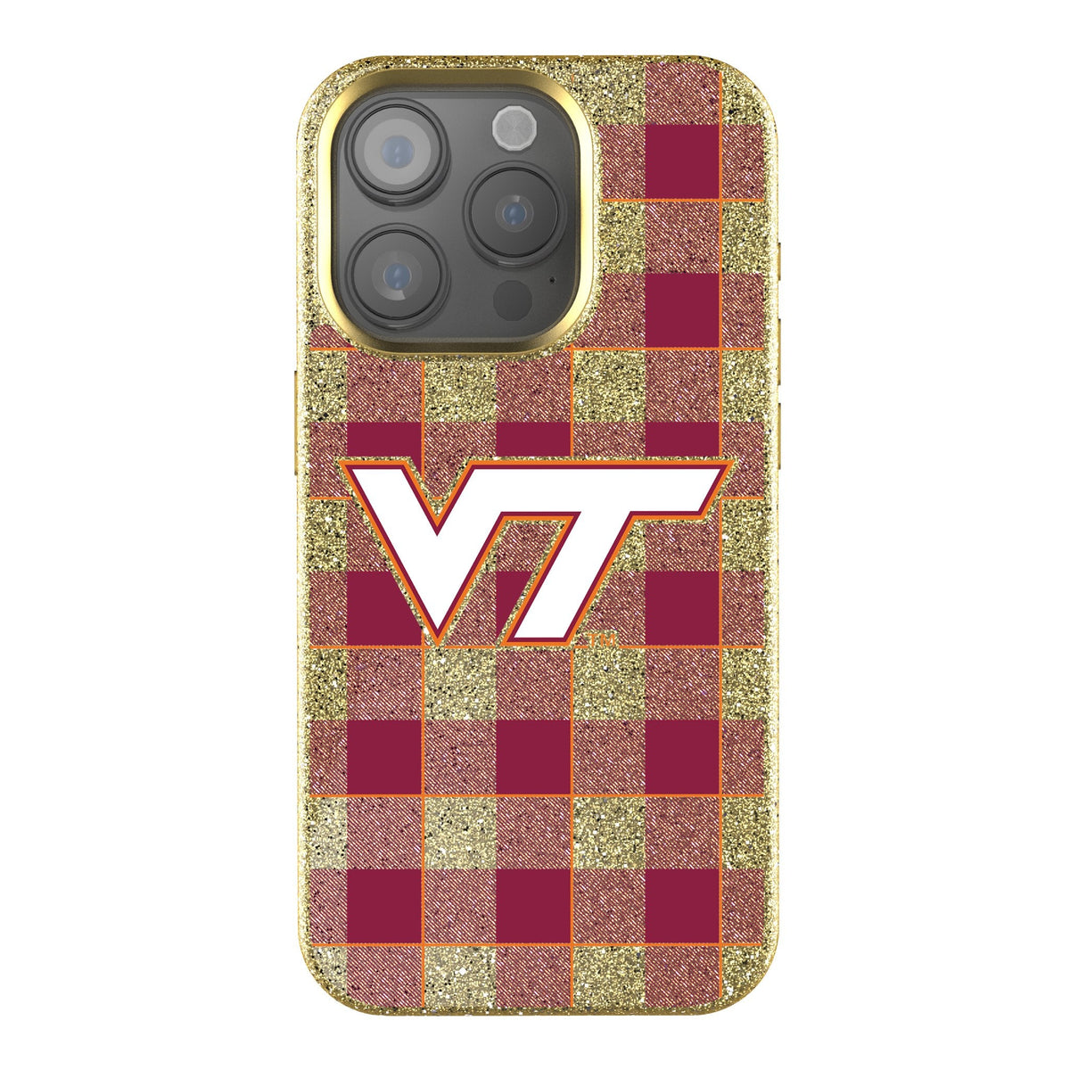 Virginia Tech Hokies Plaid Bling Phone Case 1