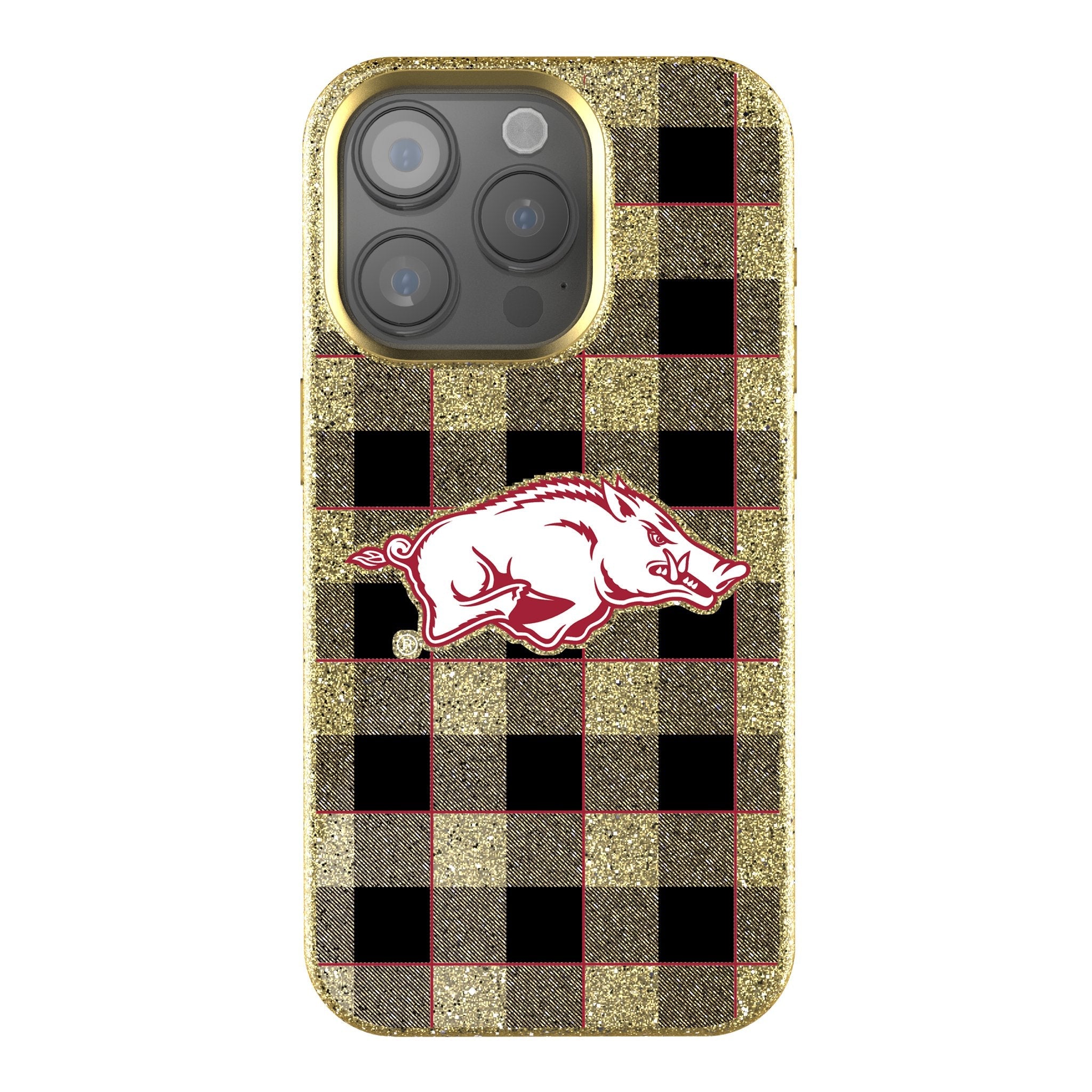 University of Arkansas Fayetteville Razorbacks Plaid Bling Phone Case