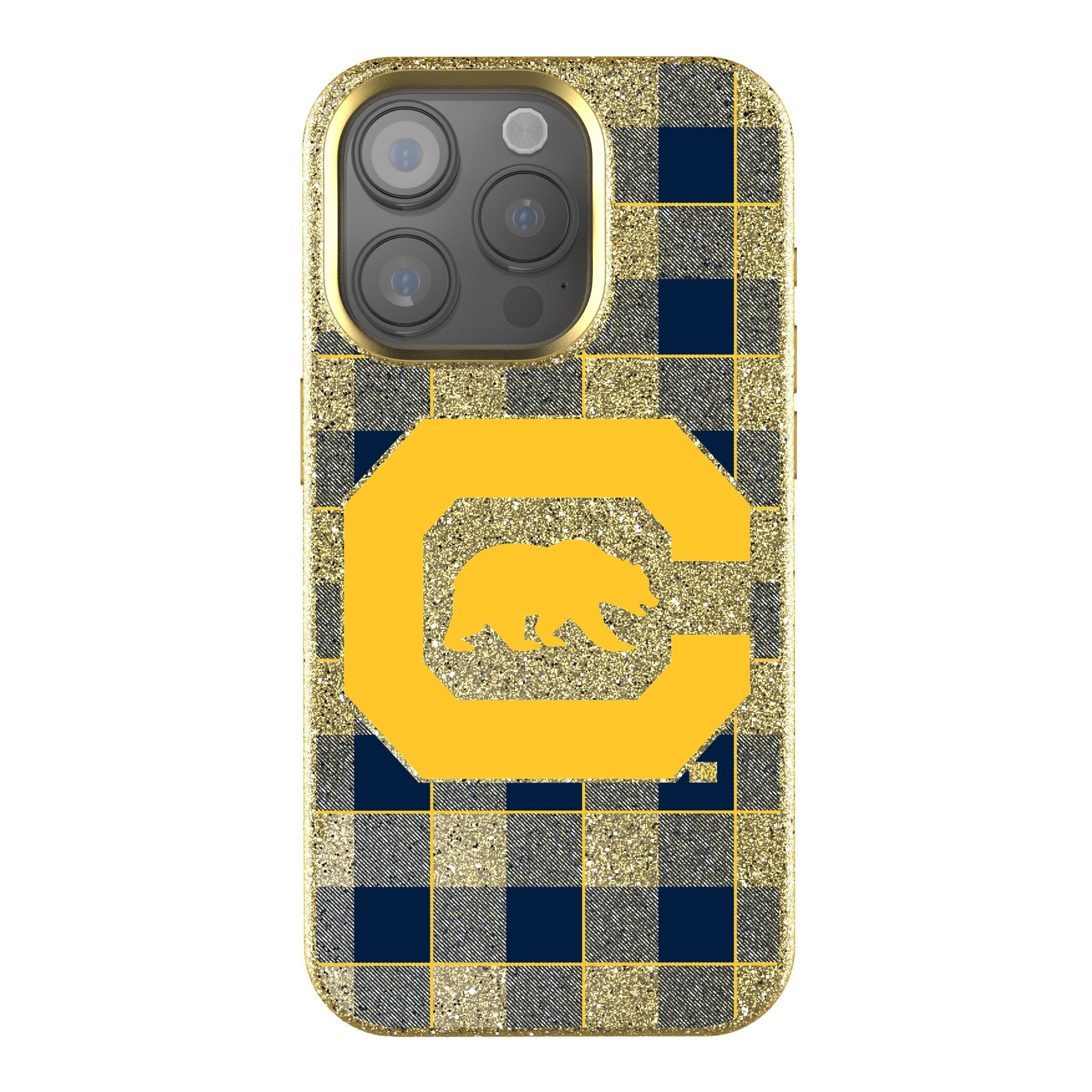 University of California Berkeley Golden Bears Plaid Bling Phone Case 1