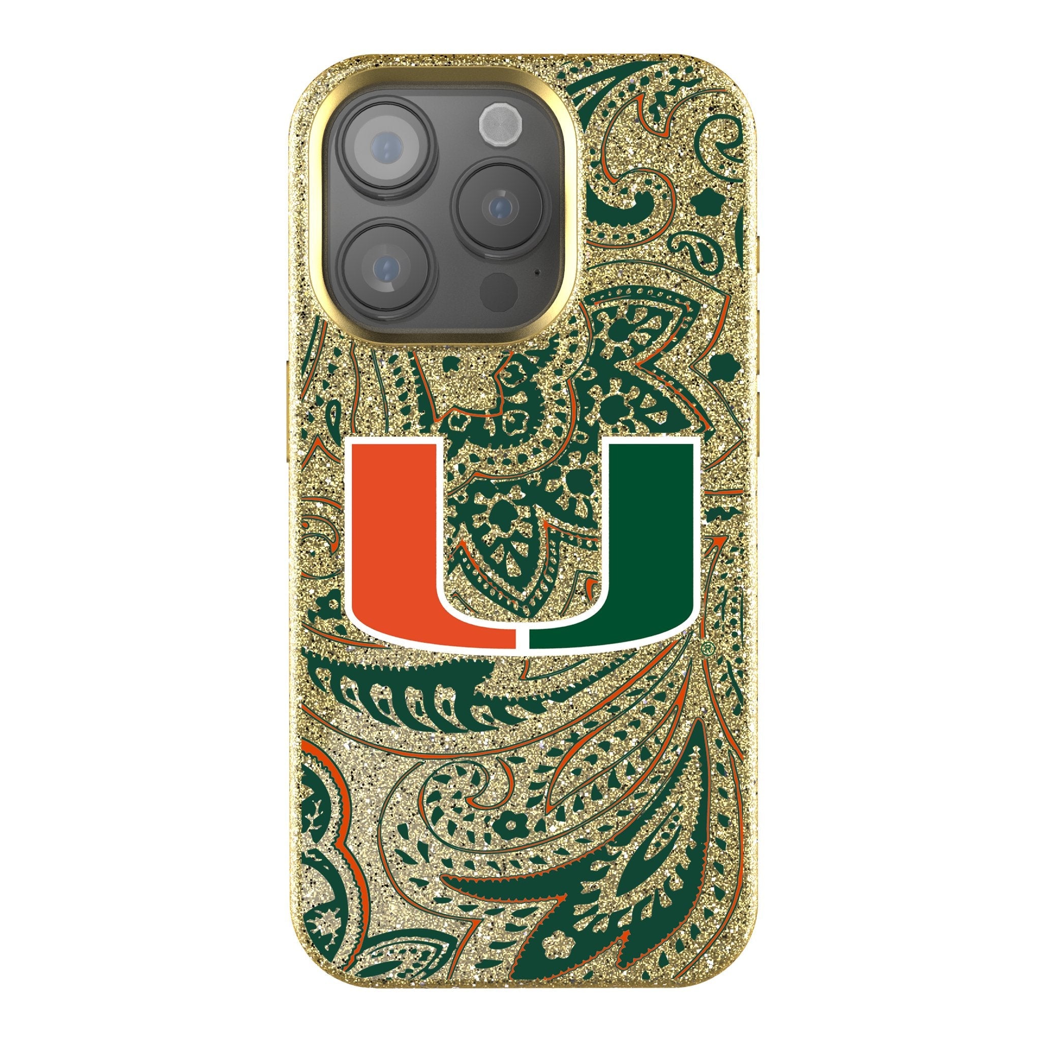 University of Miami Hurricanes Paisley Bling Phone Case 1