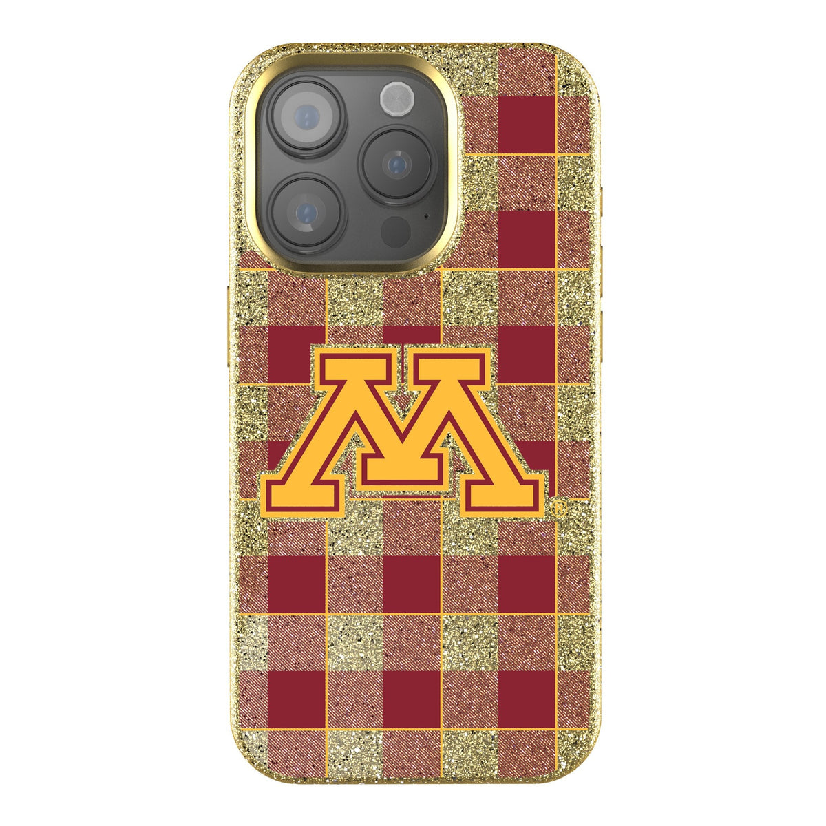 University of Minnesota Golden Gophers Plaid Bling Phone Case 1