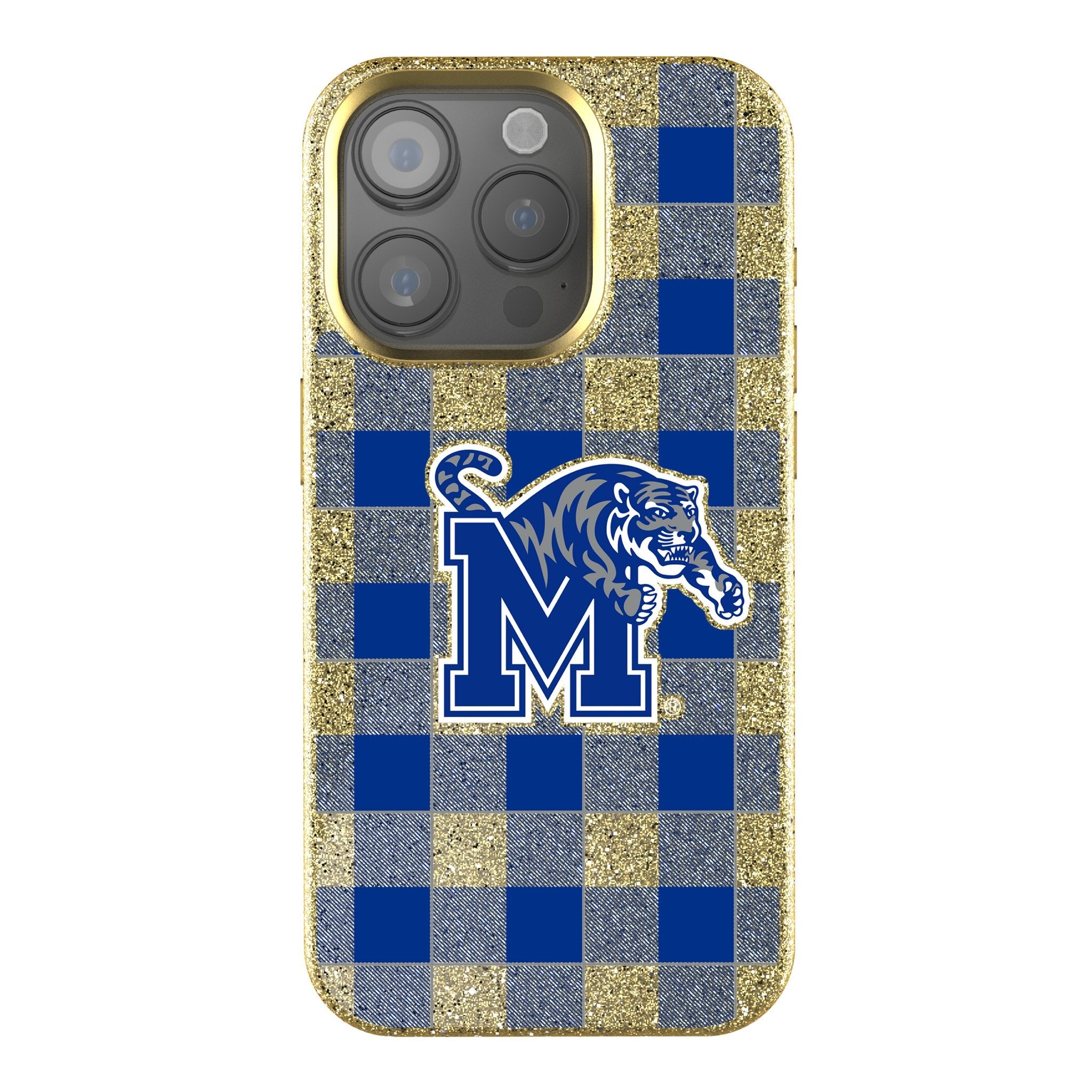 University of Memphis Tigers Plaid Bling Phone Case