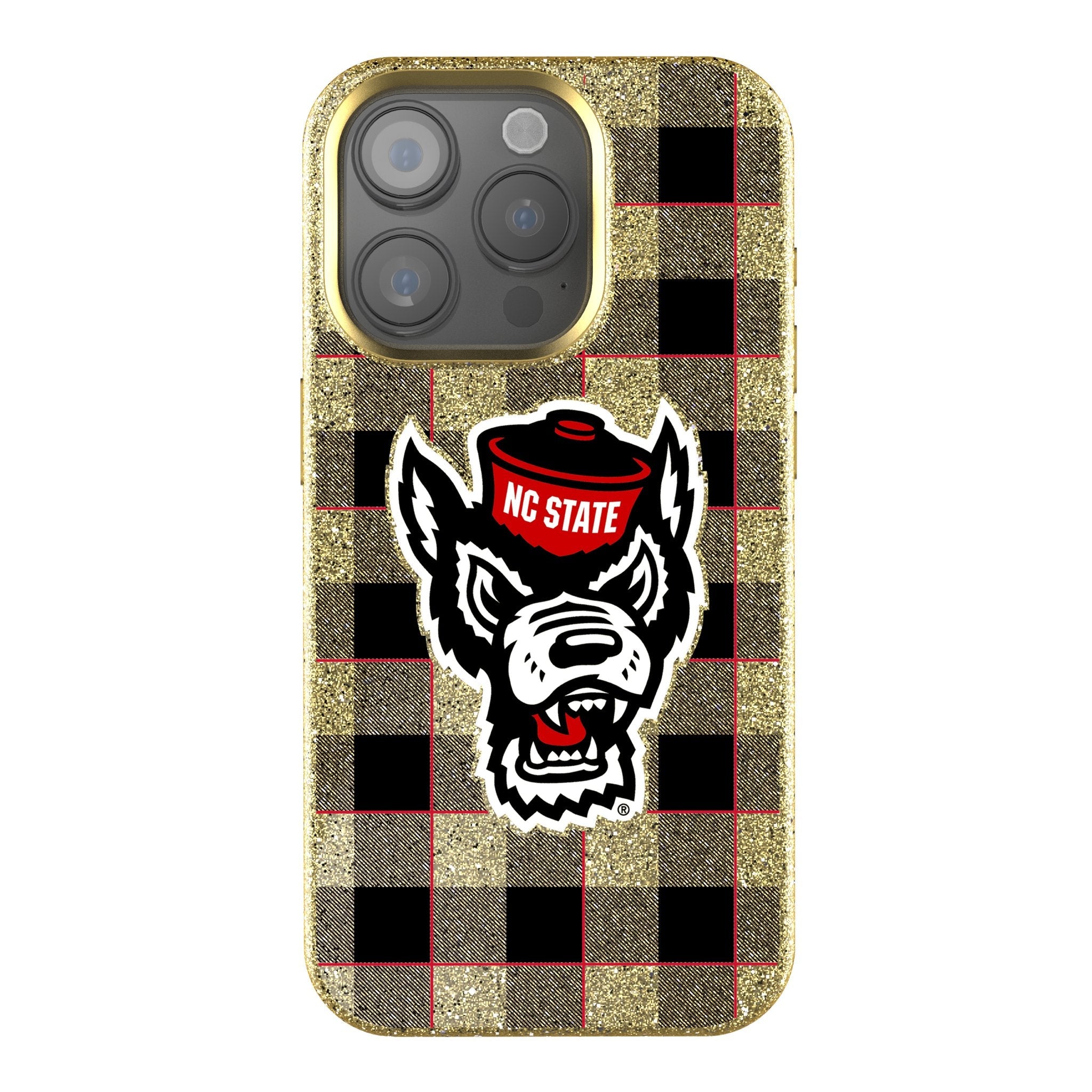 North Carolina State University Wolfpack Plaid Bling Phone Case
