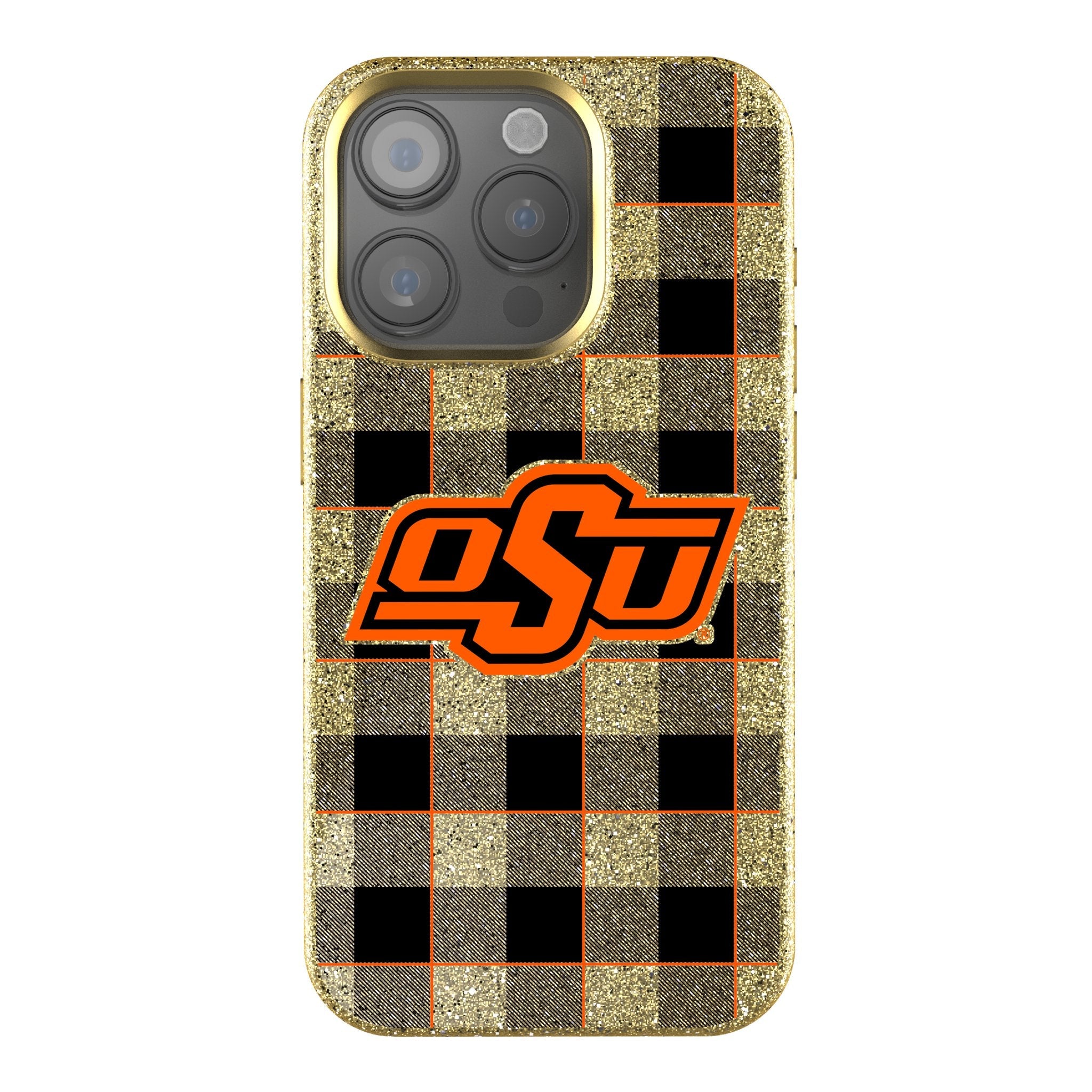 Oklahoma State University Cowboys Plaid Bling Phone Case 1