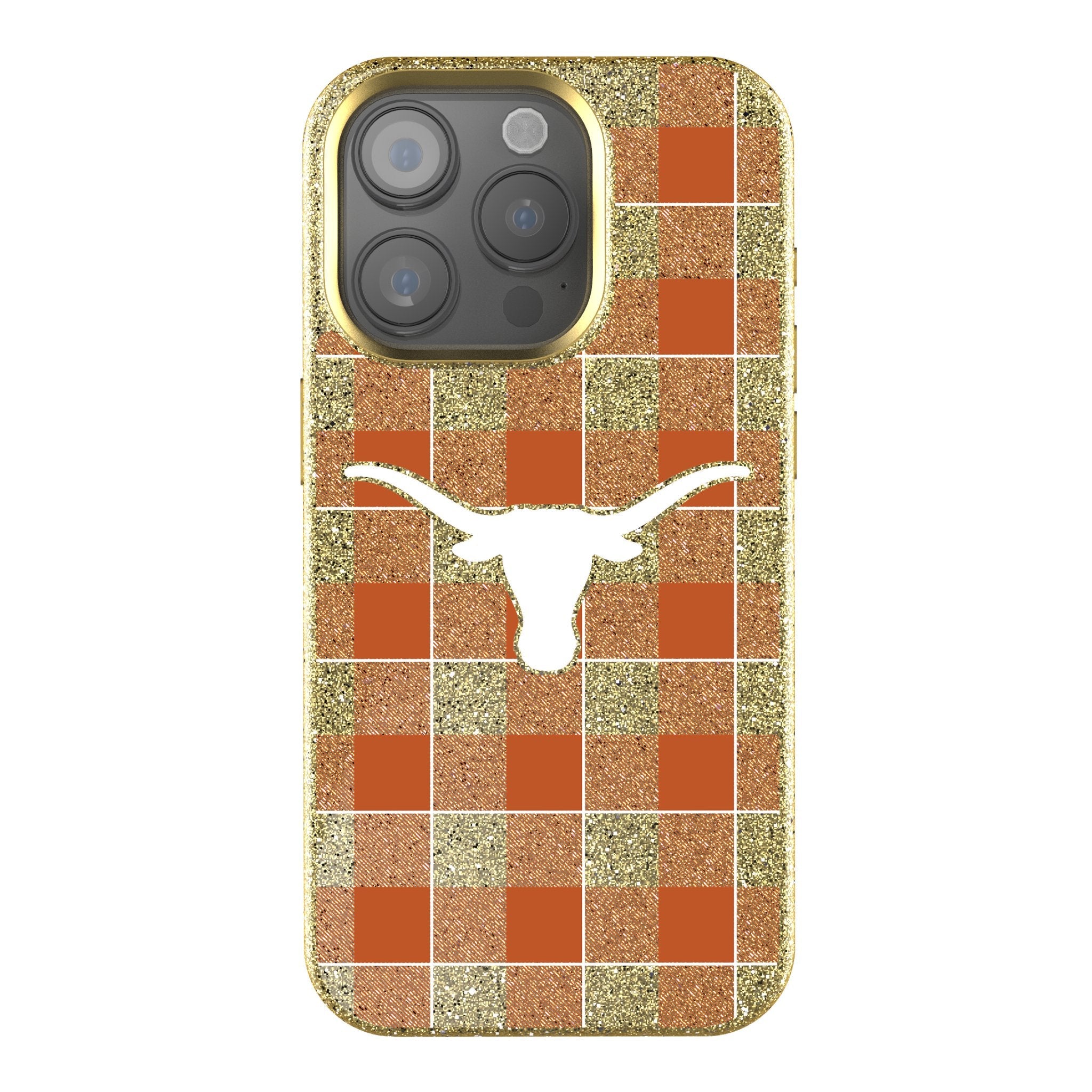 University of Texas Longhorns Plaid Bling Phone Case 1