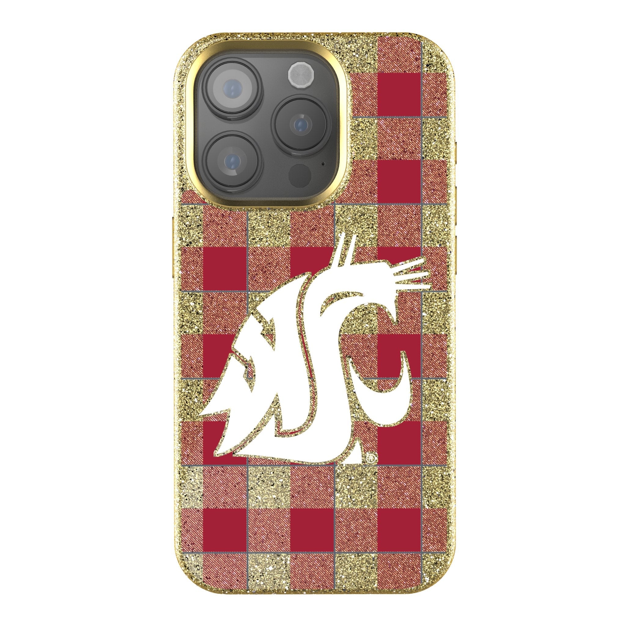 Washington State University Cougars Plaid Bling Phone Case