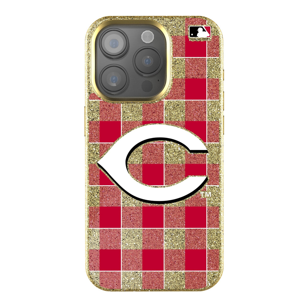 Cincinnati Reds Plaid Bling Phone Case 1