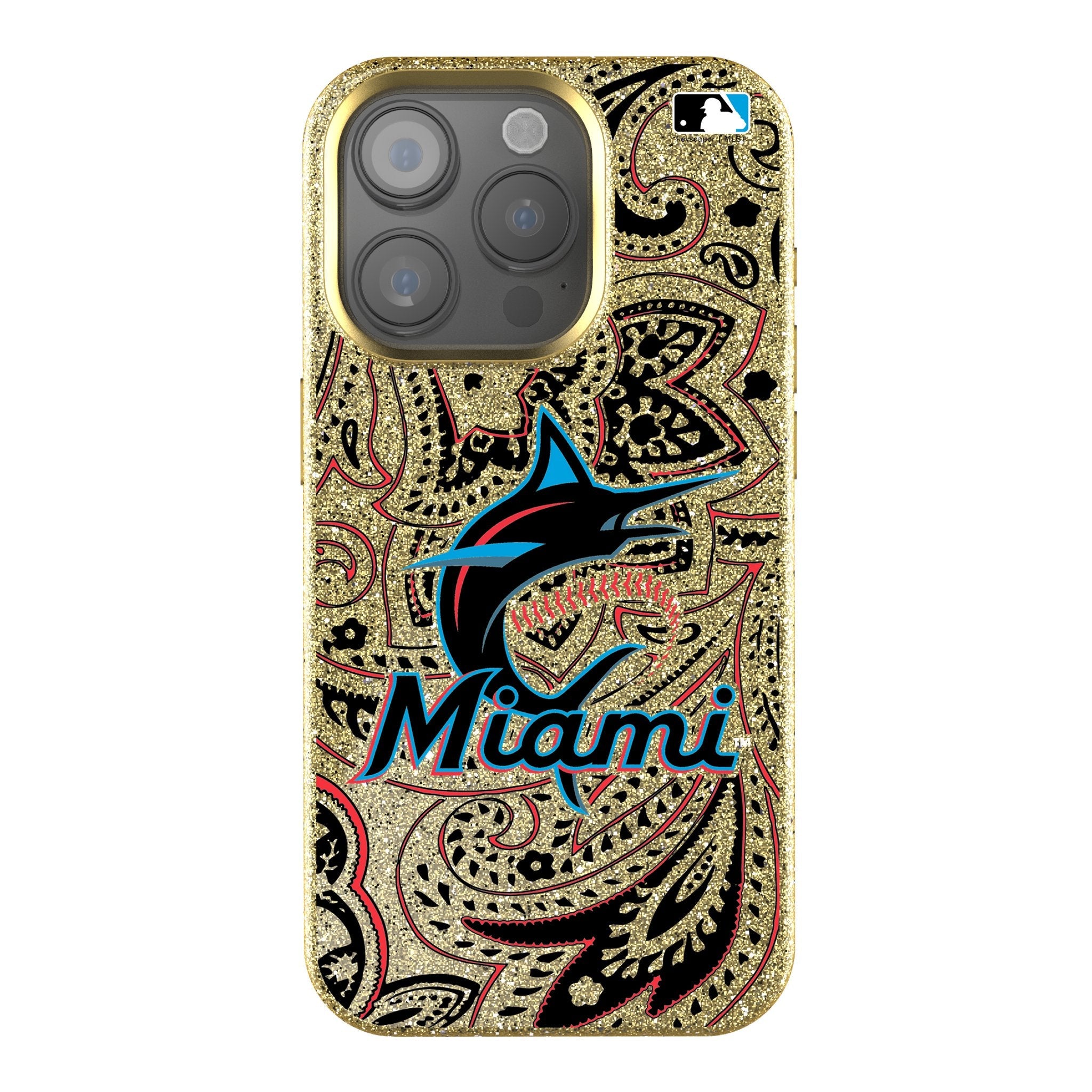 Miami Marlins Paisley Bling Phone Case 1