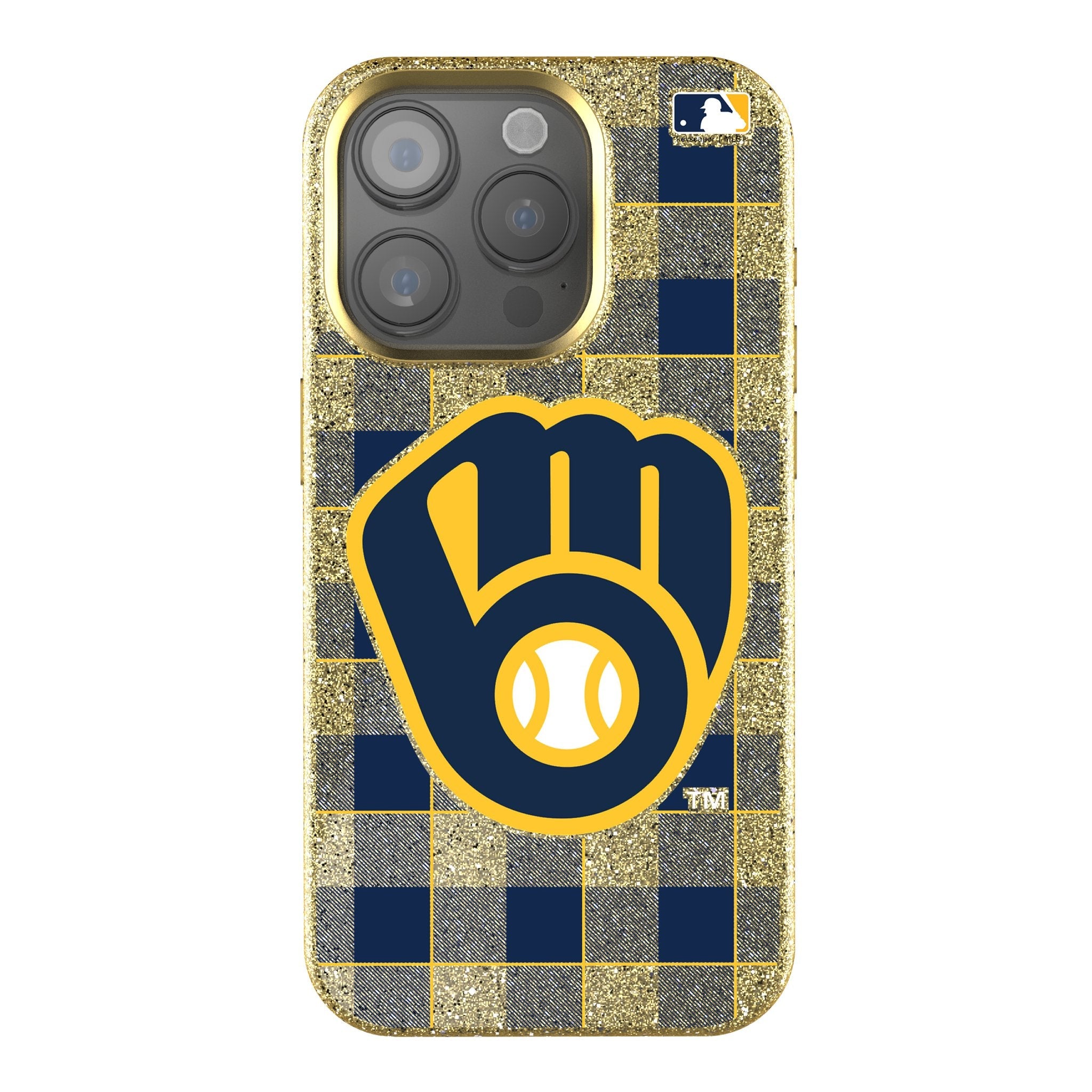 Milwaukee Brewers Plaid Bling Phone Case 1