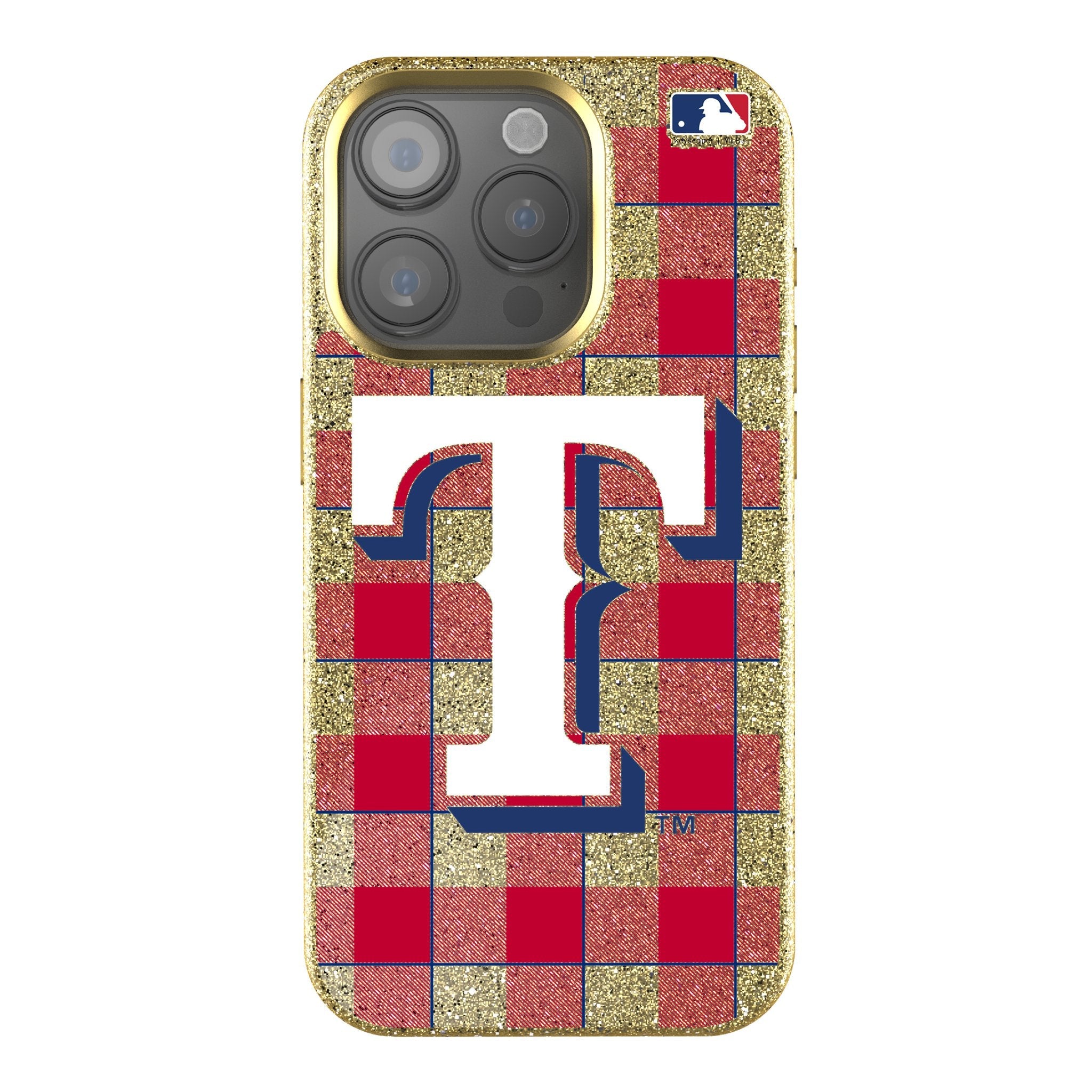 Texas Rangers Plaid Bling Phone Case for Apple iPhone