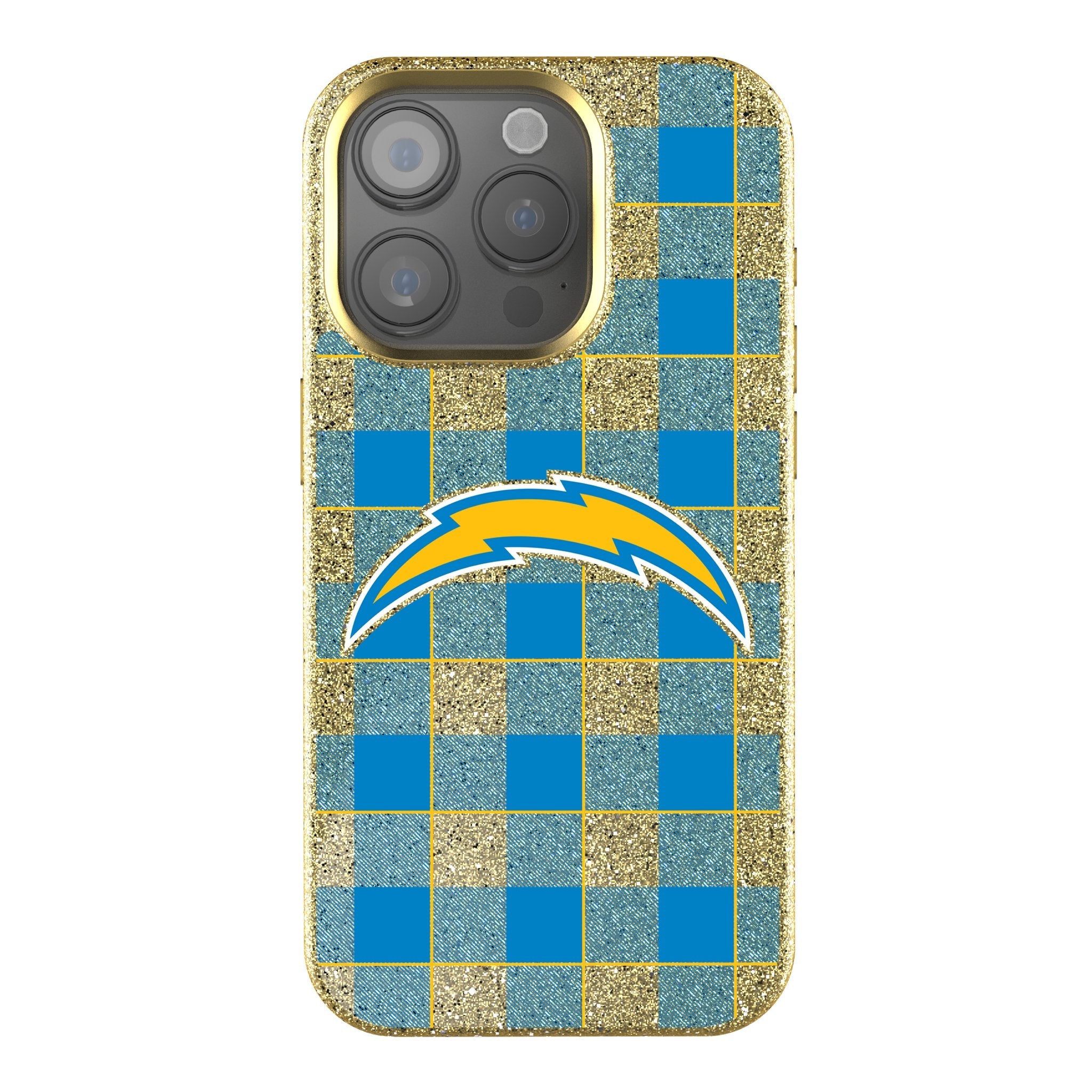 Los Angeles Chargers Plaid Bling Phone Case 1