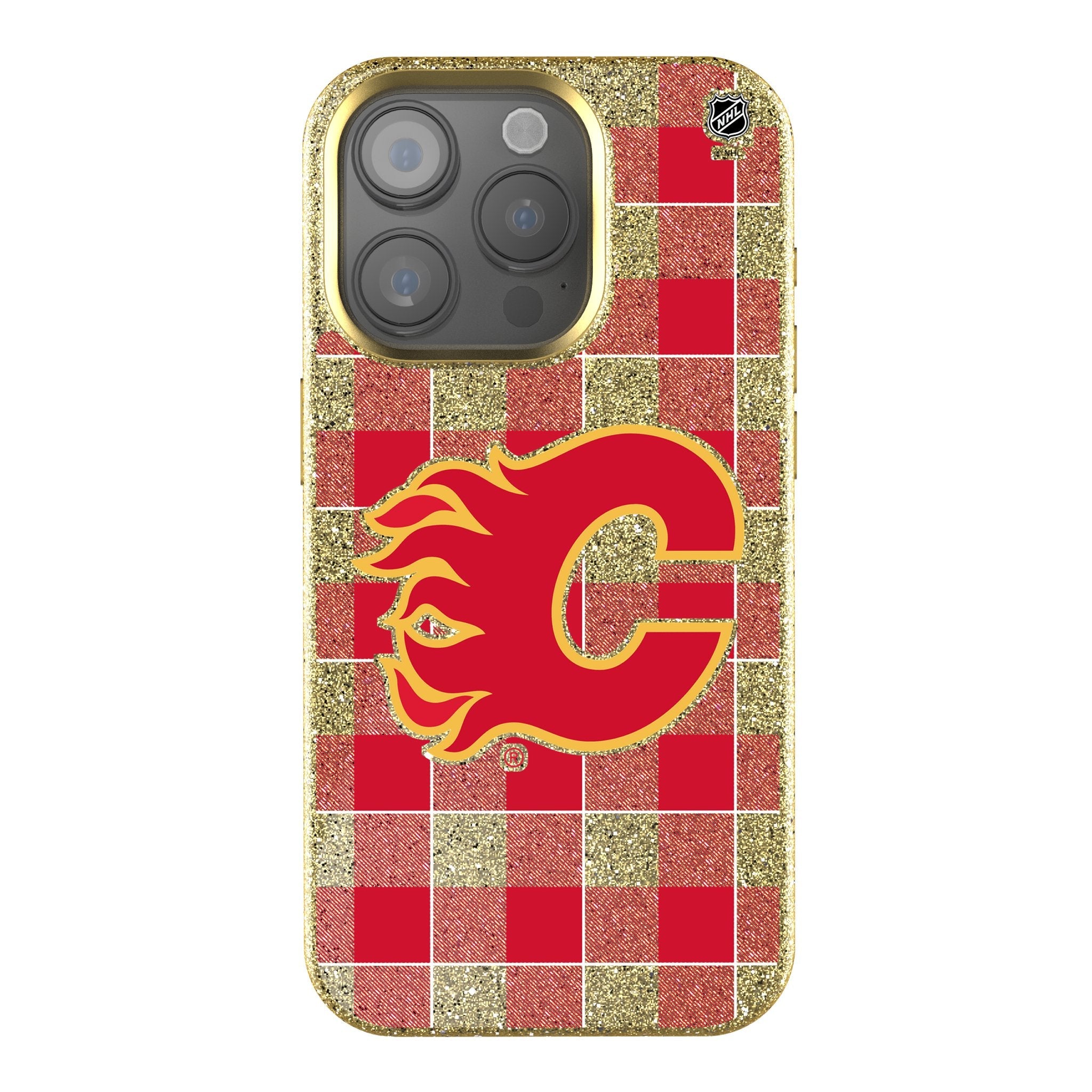 Calgary Flames Plaid Bling Phone Case