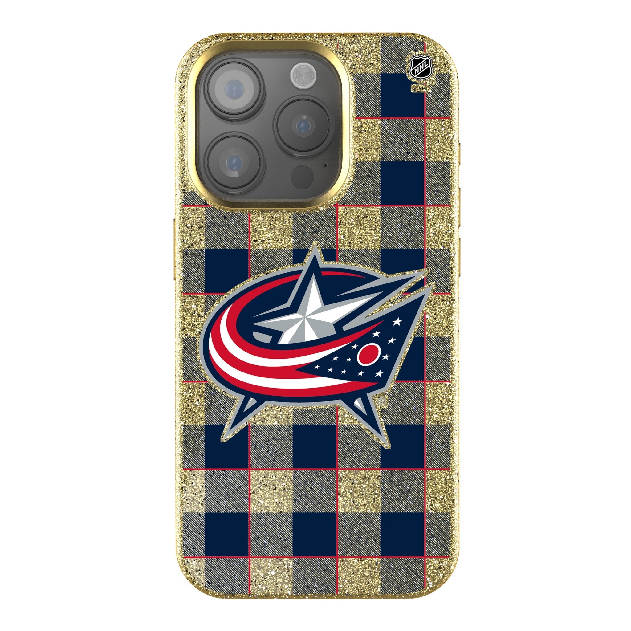 Columbus Blue Jackets Plaid Bling Phone Case