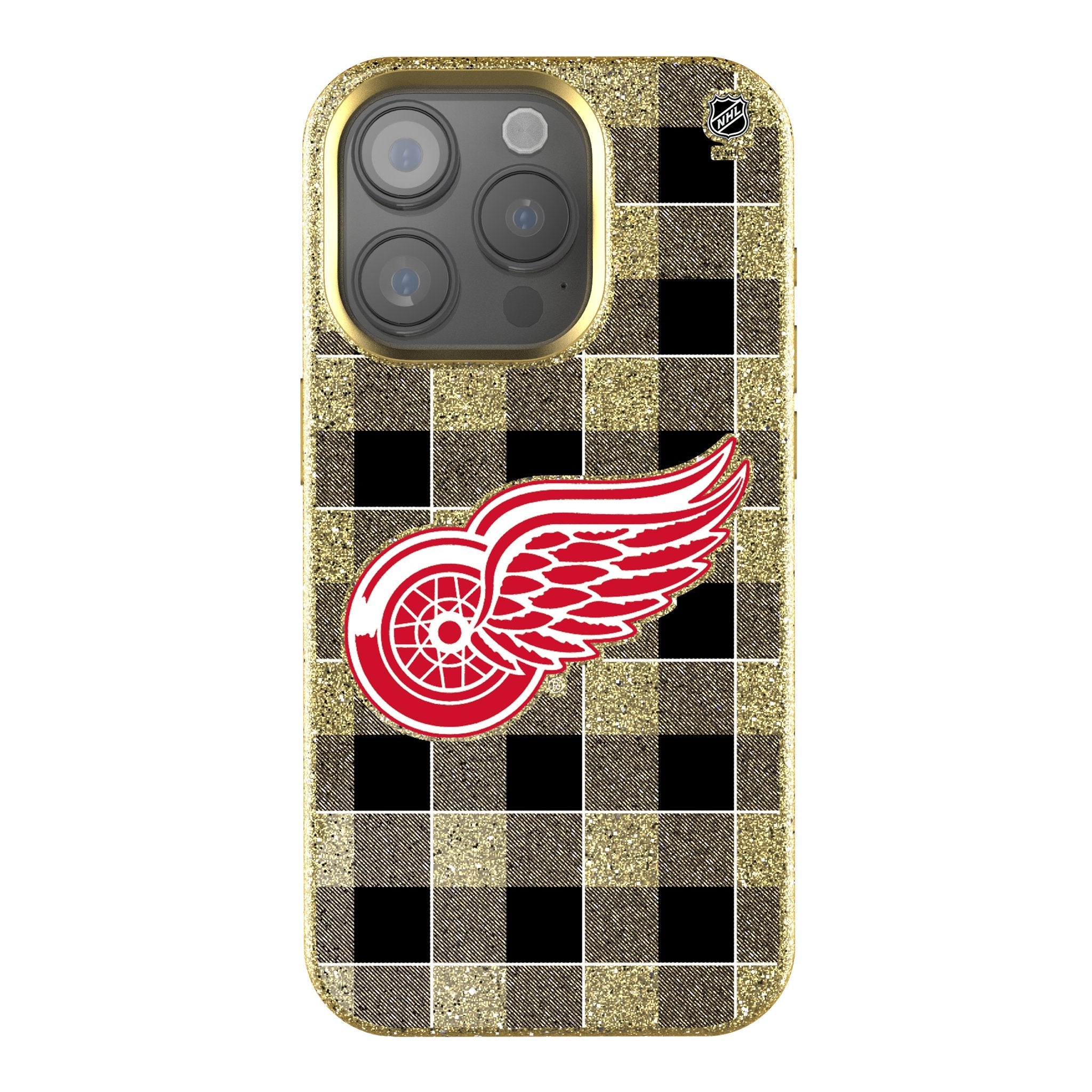 Detroit Red Wings Plaid Bling Phone Case