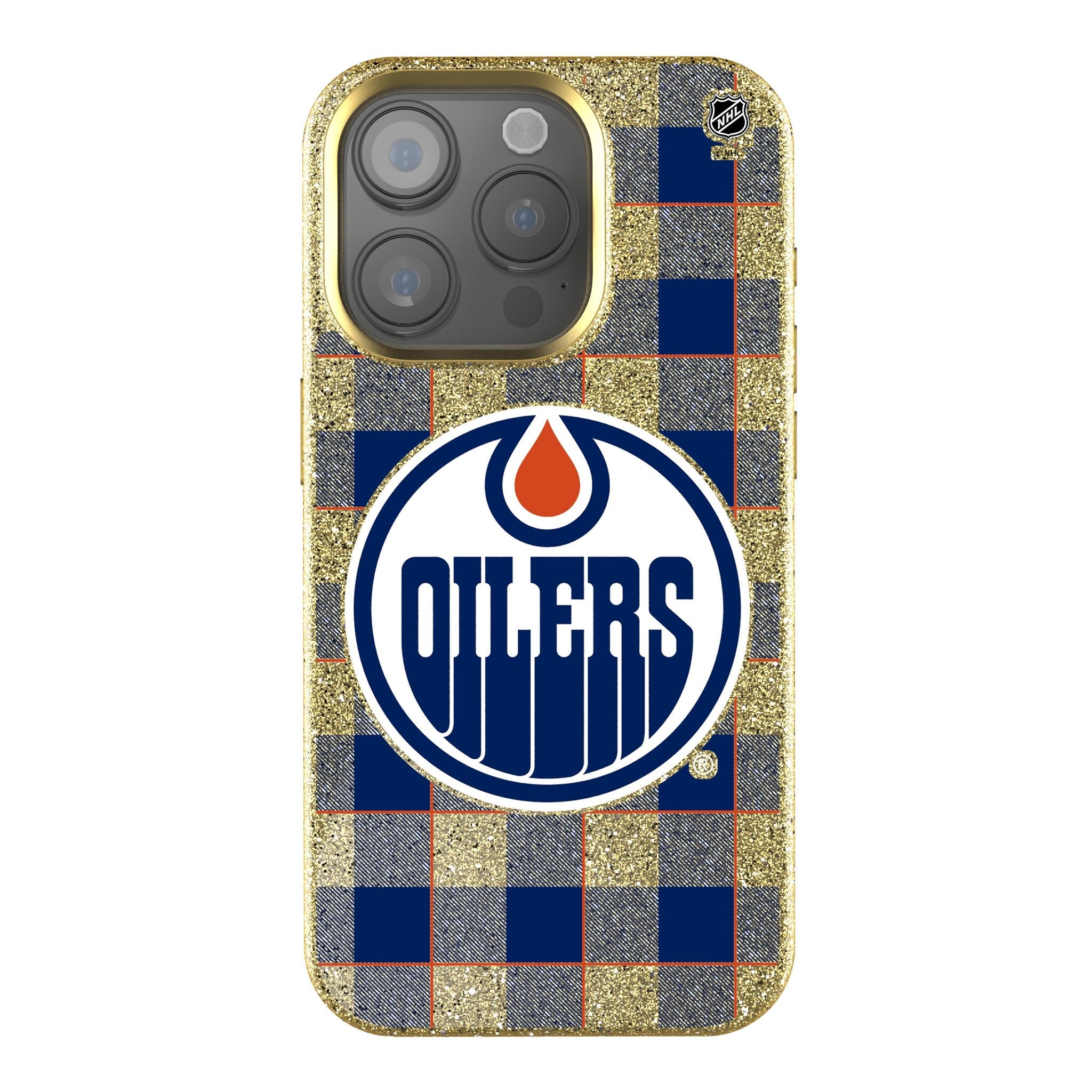 Edmonton Oilers Plaid Bling Phone Case