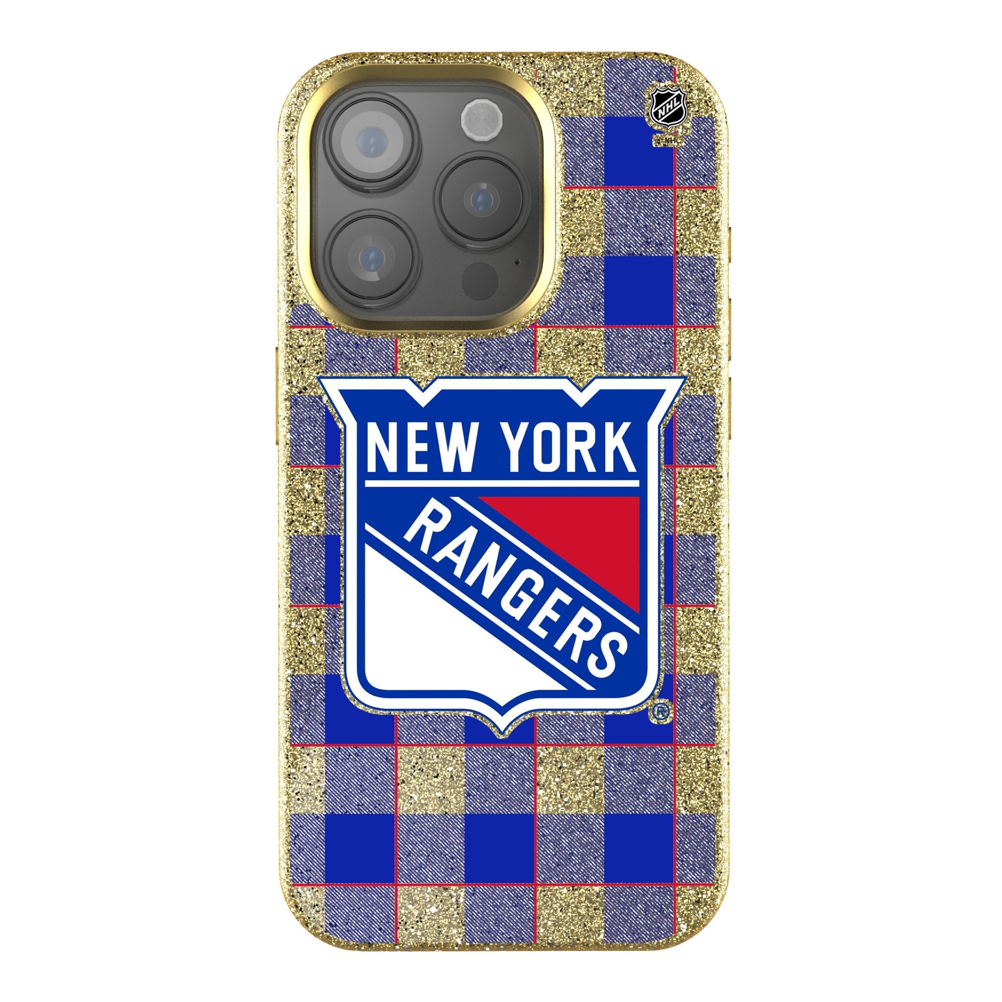 New York Rangers Plaid Bling Phone Case