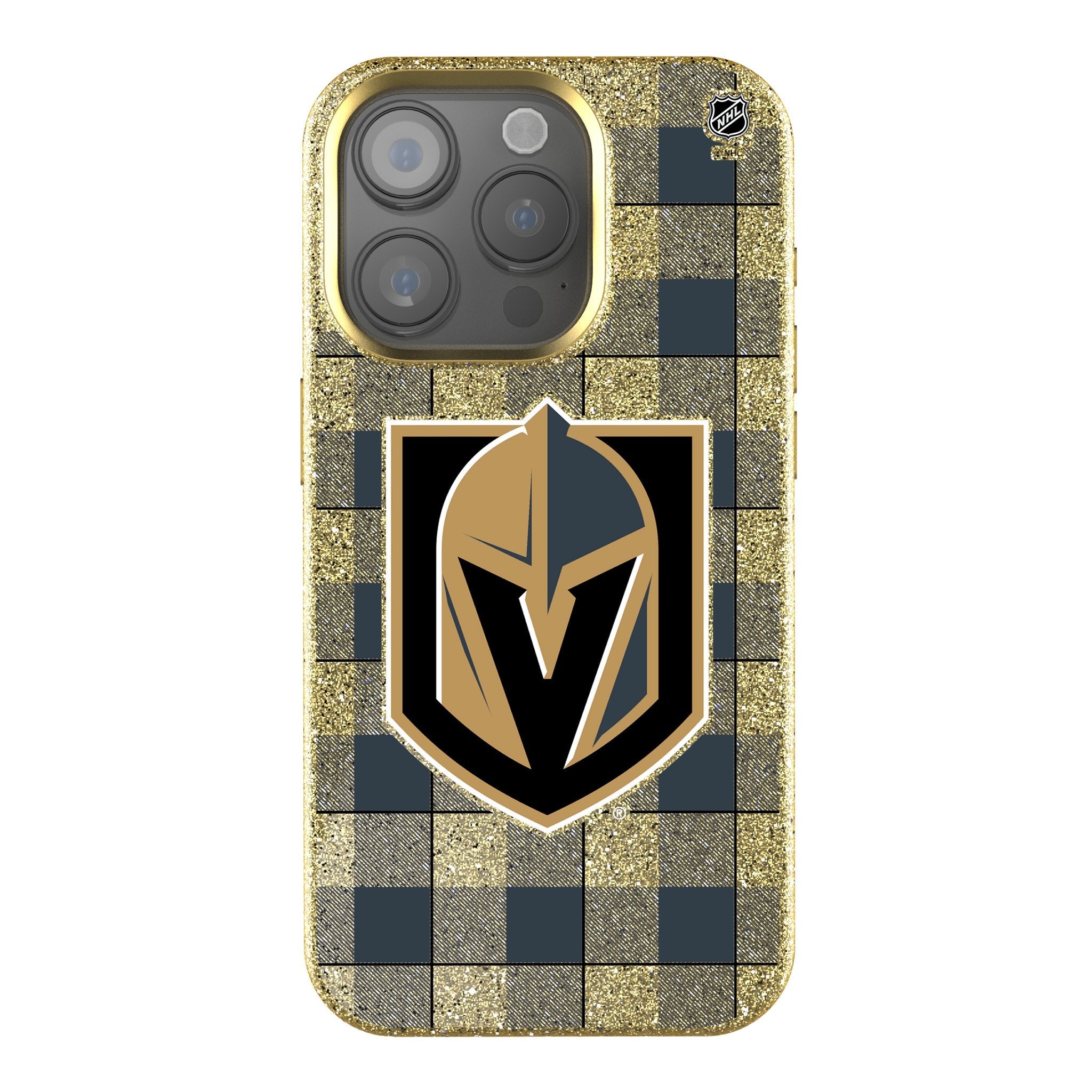 Vegas Golden Knights Plaid Bling Phone Case