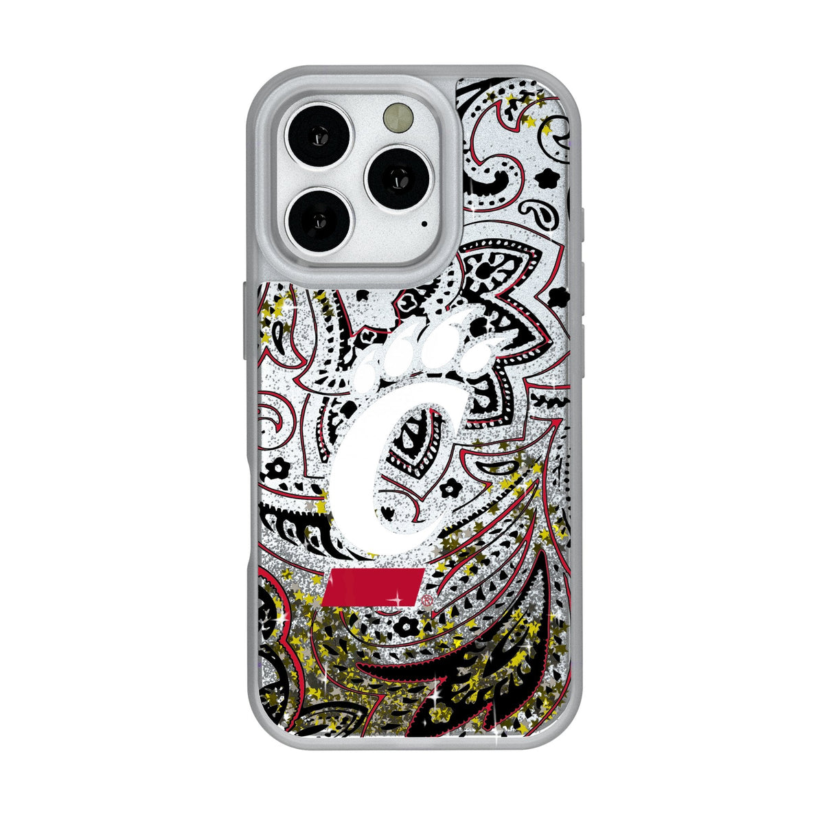 University of Cincinnati Bearcats Paisley Glitter Phone Case for Apple iPhone