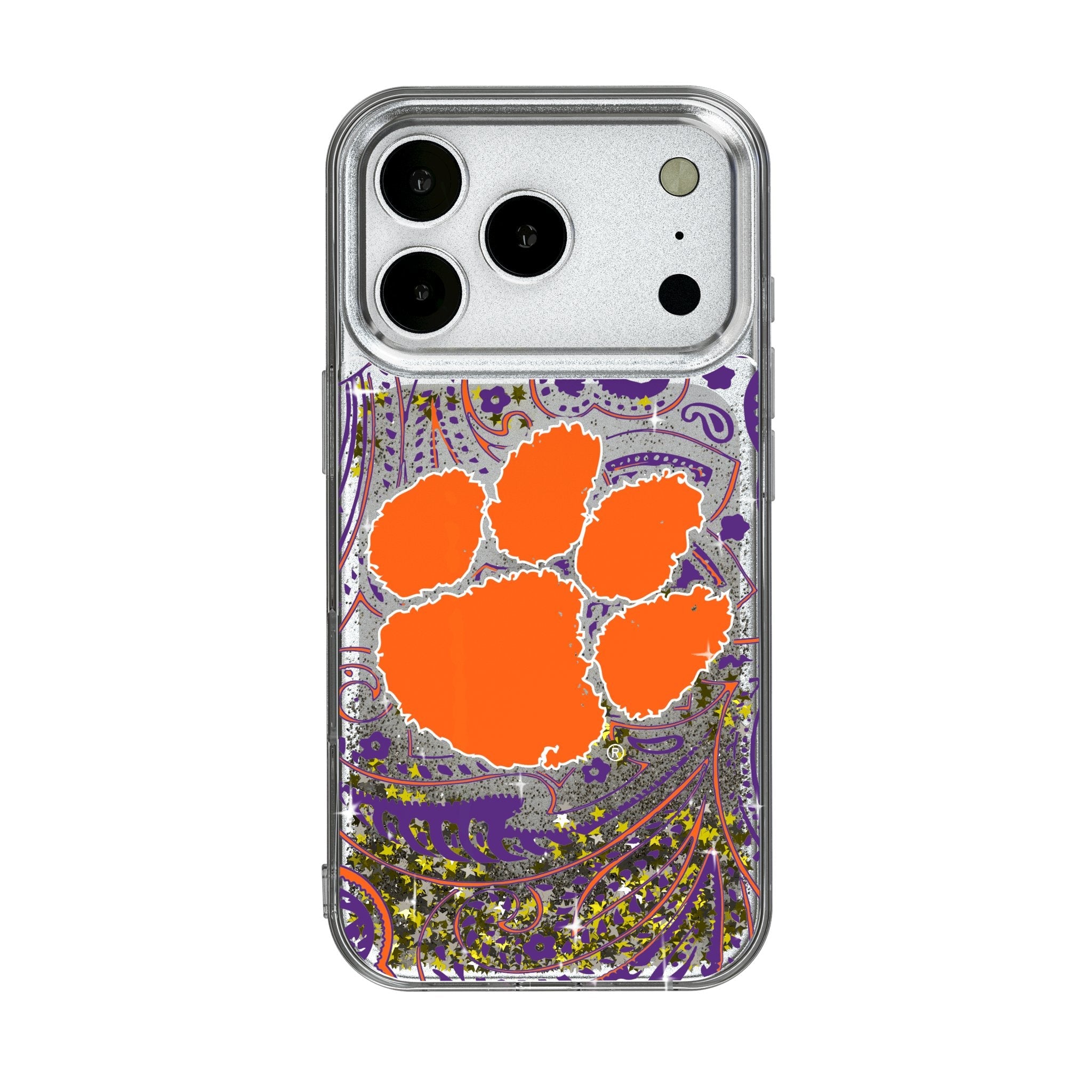 Clemson University Tigers Paisley Glitter Phone Case for Apple iPhone 17 Series 1